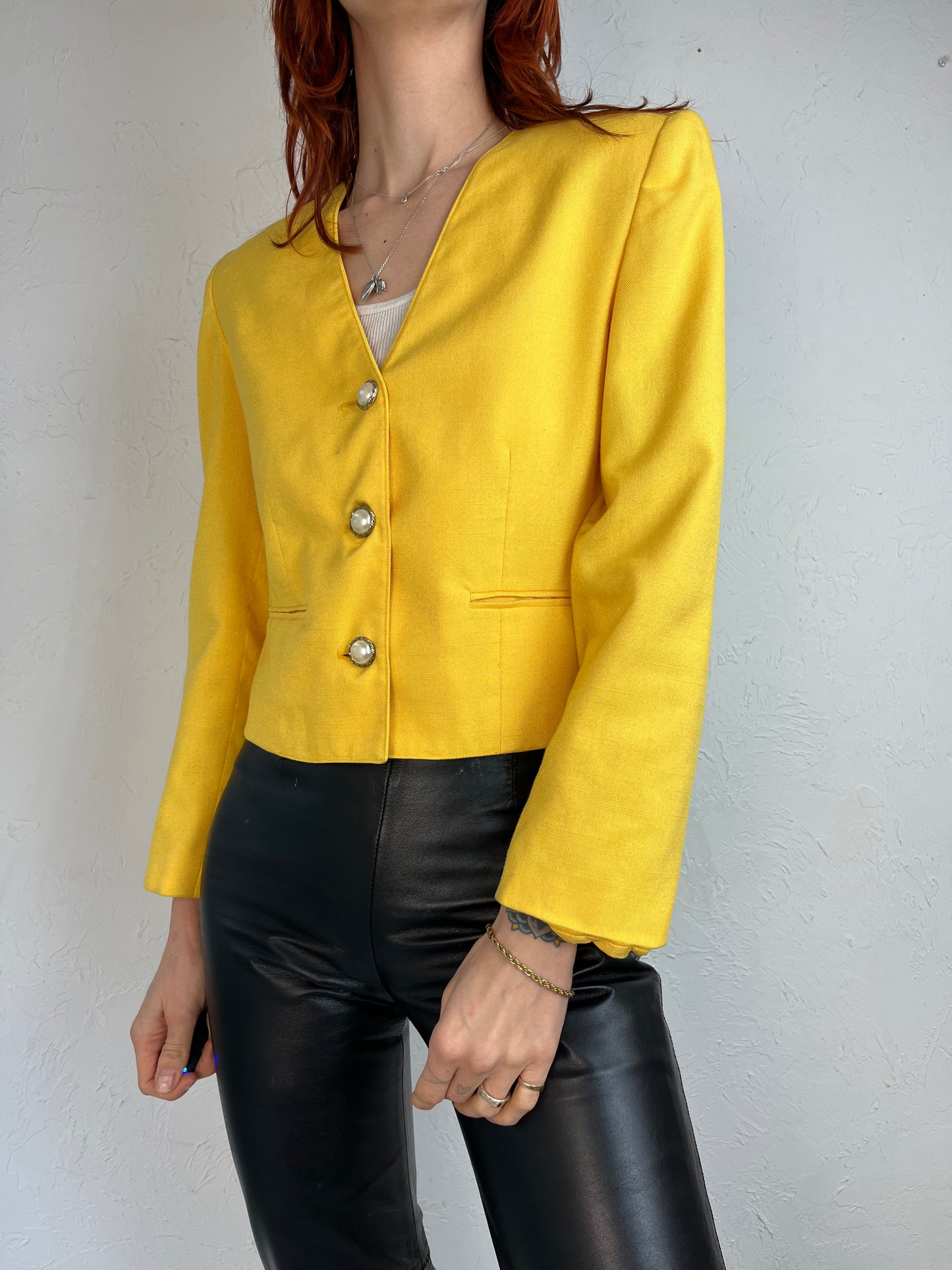 90s 'Fitting Image' Yellow Evening Jacket / Small