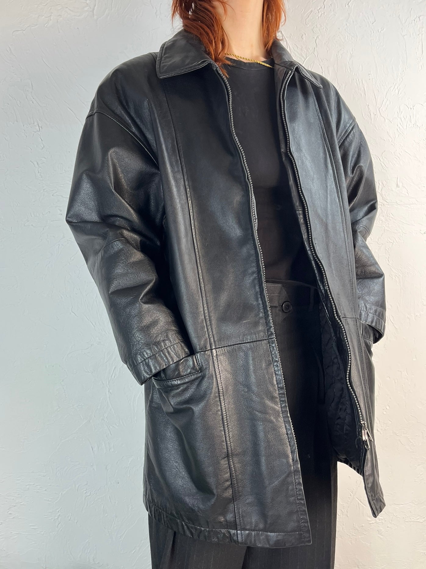 90s 'Danier' Black Padded Zip Up Leather Jacket – Wildhoneygoods
