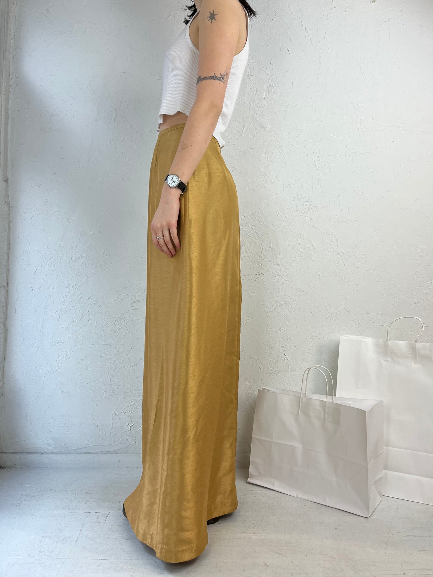 90s 'Shawn Alexander' Gold Maxi Skirt / Small