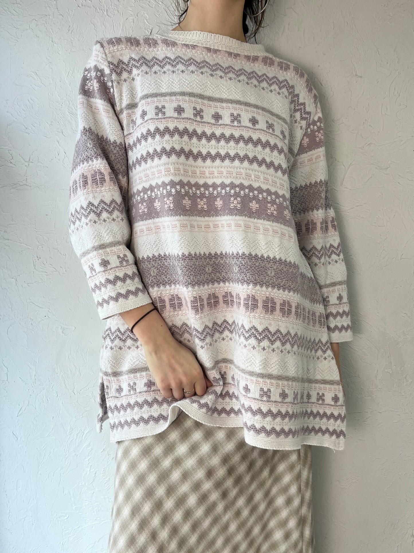 90s 'Anreis' Sport Cotton Knit Oversized Sweater / Medium