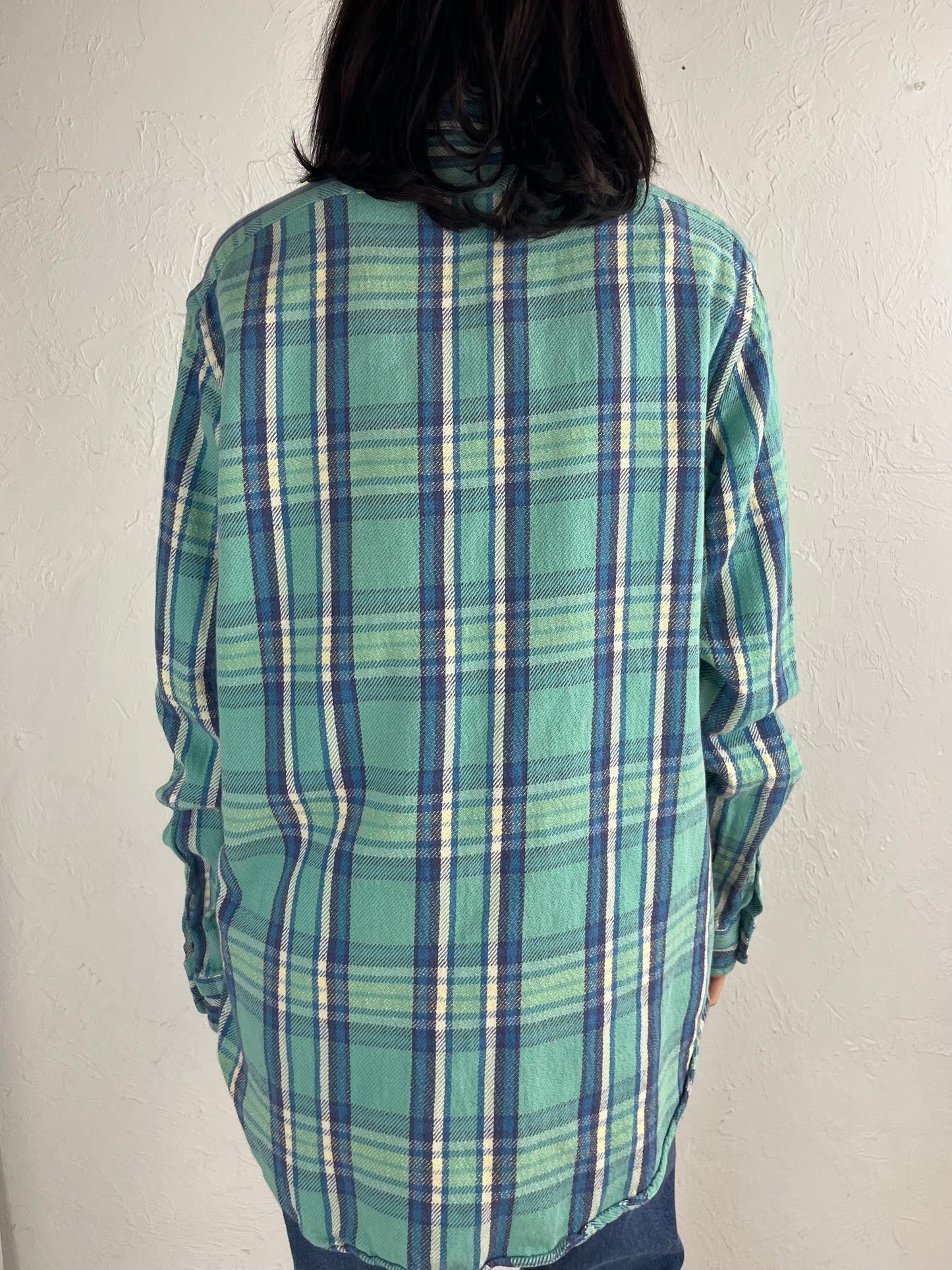Y2K 'Polo by Ralph Lauren' Thick Cotton Blue Plaid Button Up Shirt / Medium