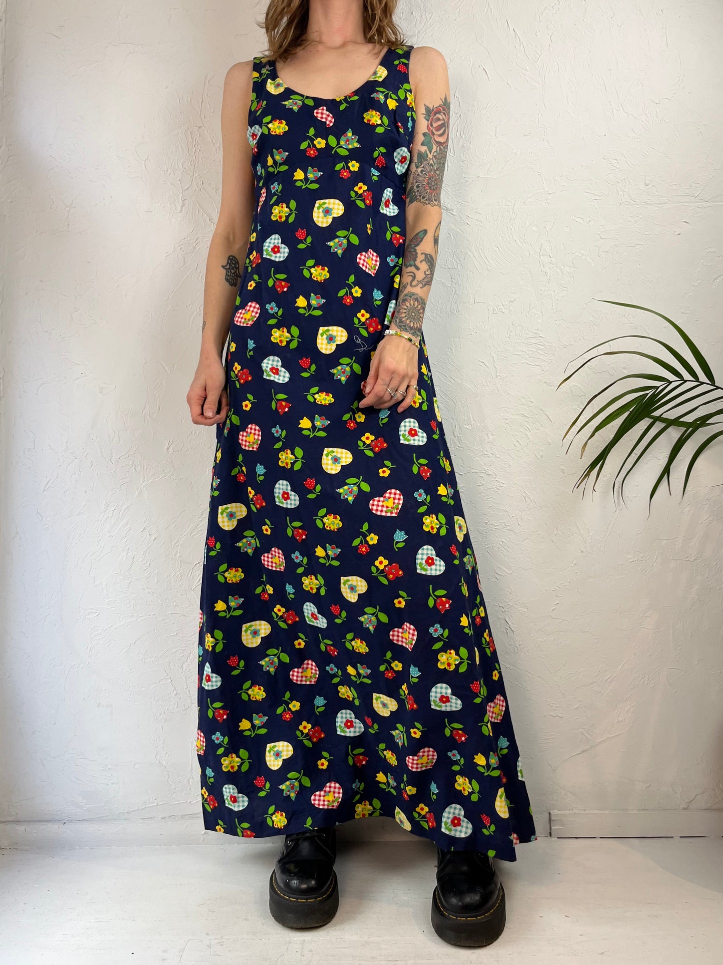 80s 'Rhapsody n Robes' Retro Print Maxi Dress / Small