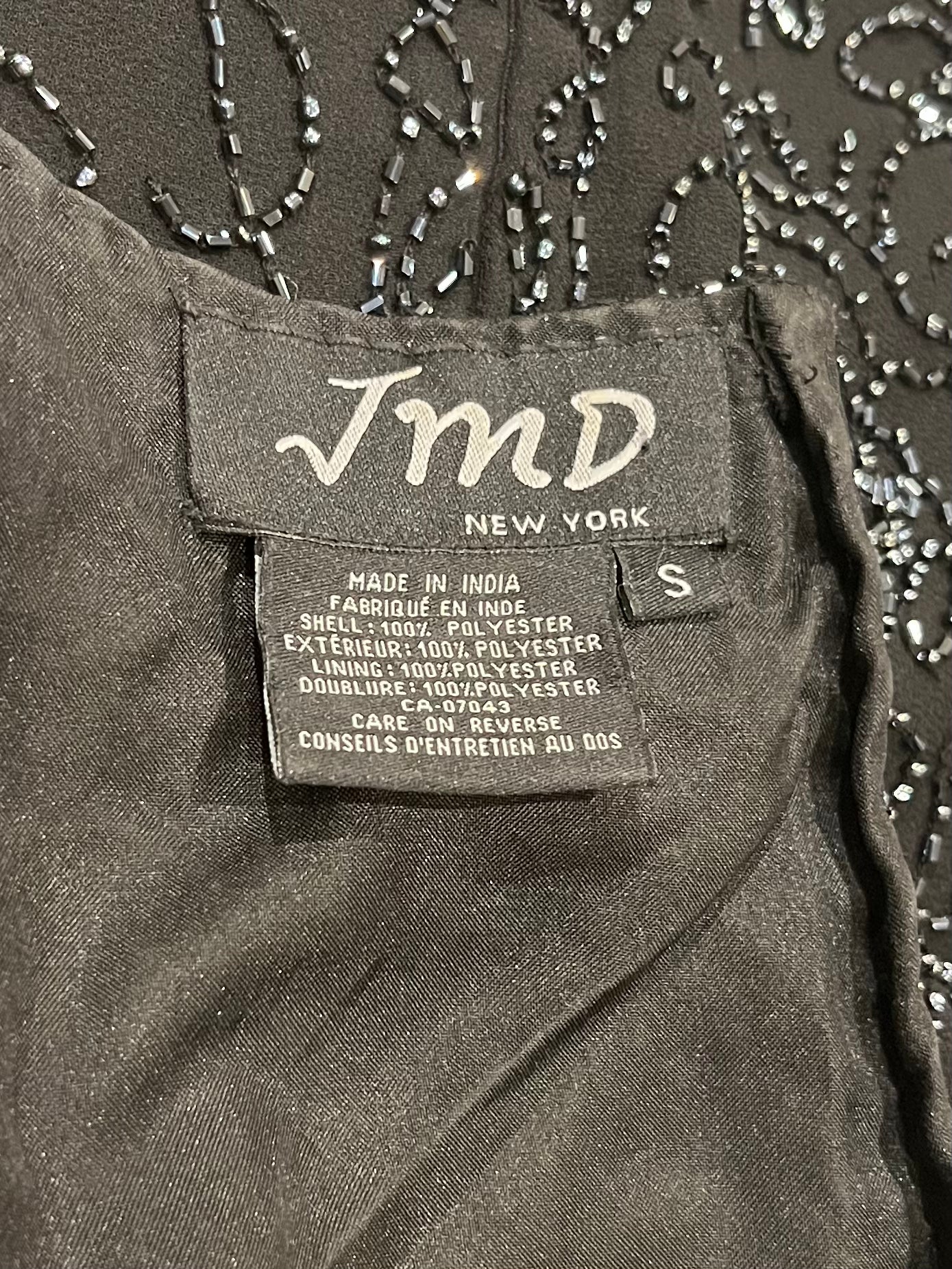 90s 'JMD' Black Sleeveless Beaded Top / Small