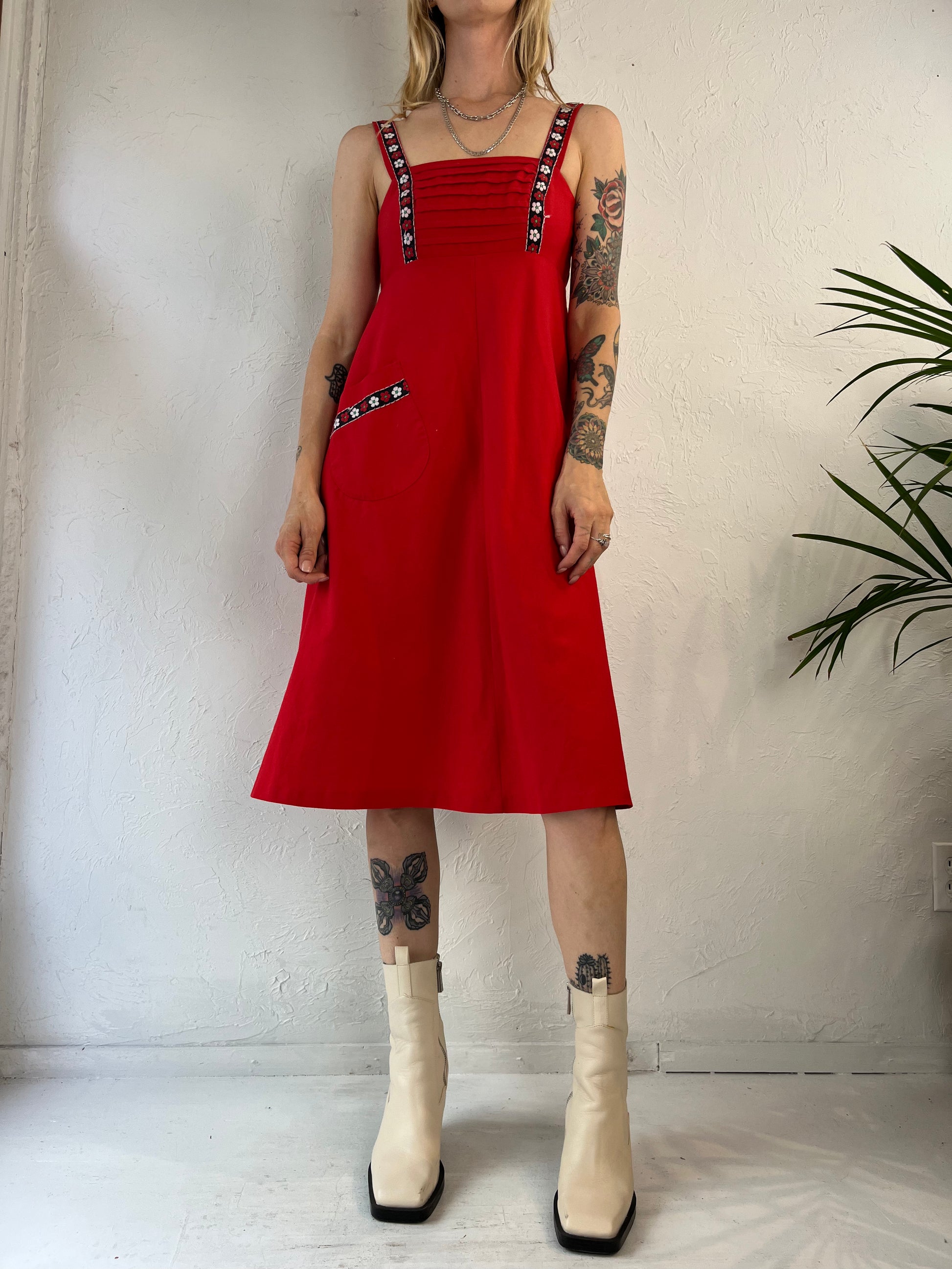 70s Red Sleeveless Mini Shift Dress / Small Wildhoneygoods 70s Red Sleeveless Mini Shift Dress / Small Wildhoneygoods