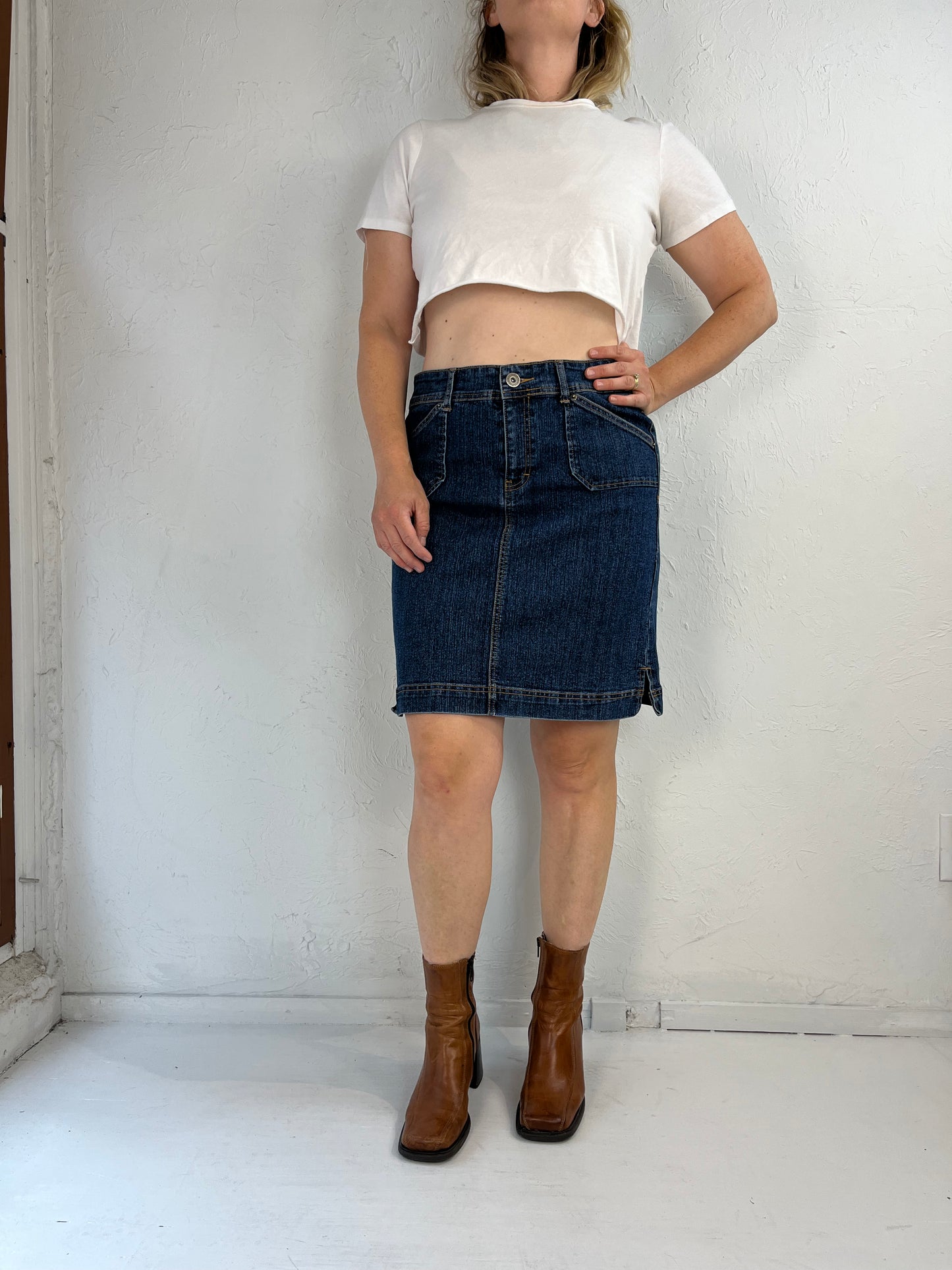 Y2K 'Tommy Hilfiger' Denim Midi Skirt / Large