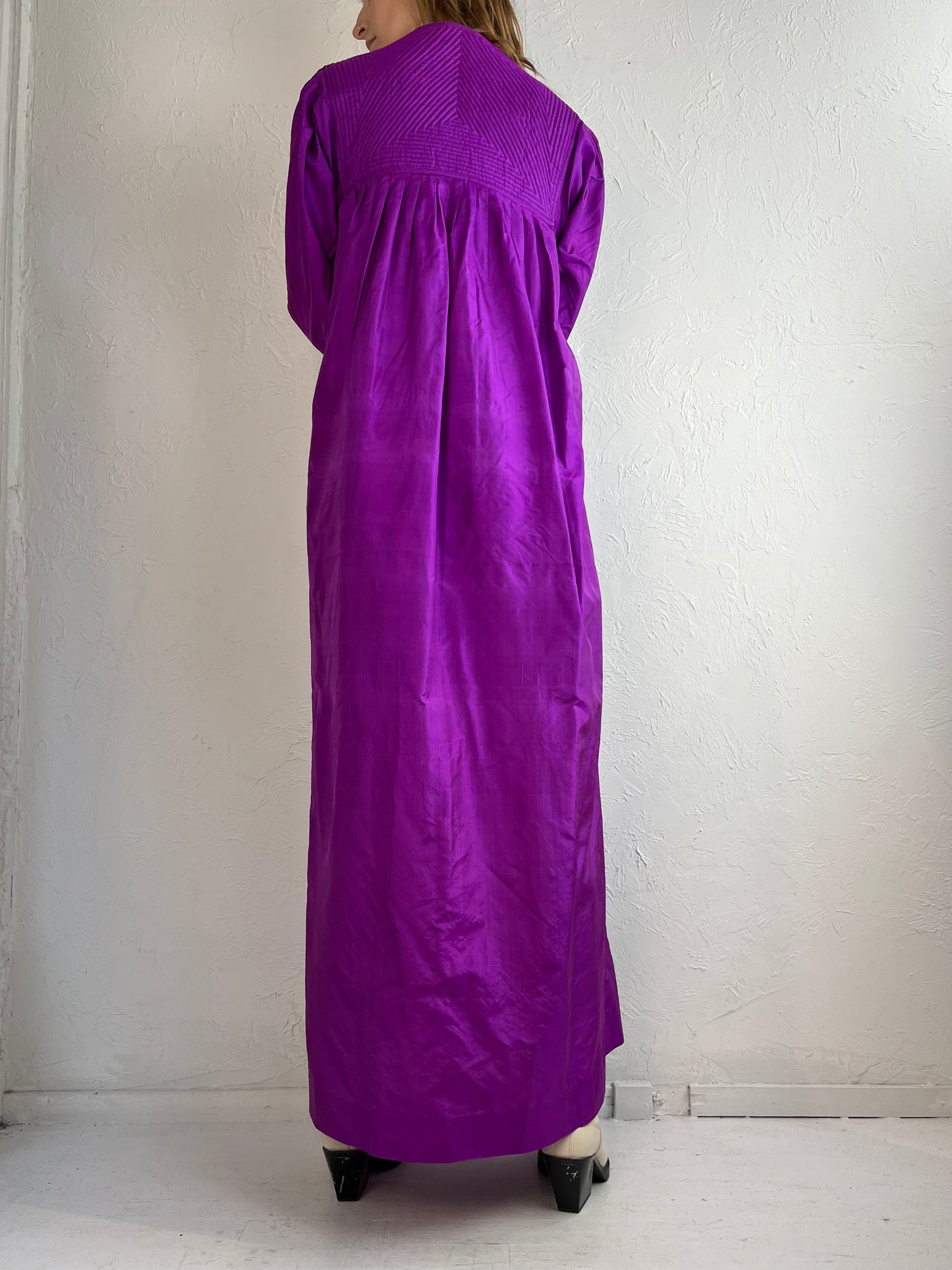 80s 'Sabina' Purple Silk Kaftan / Small