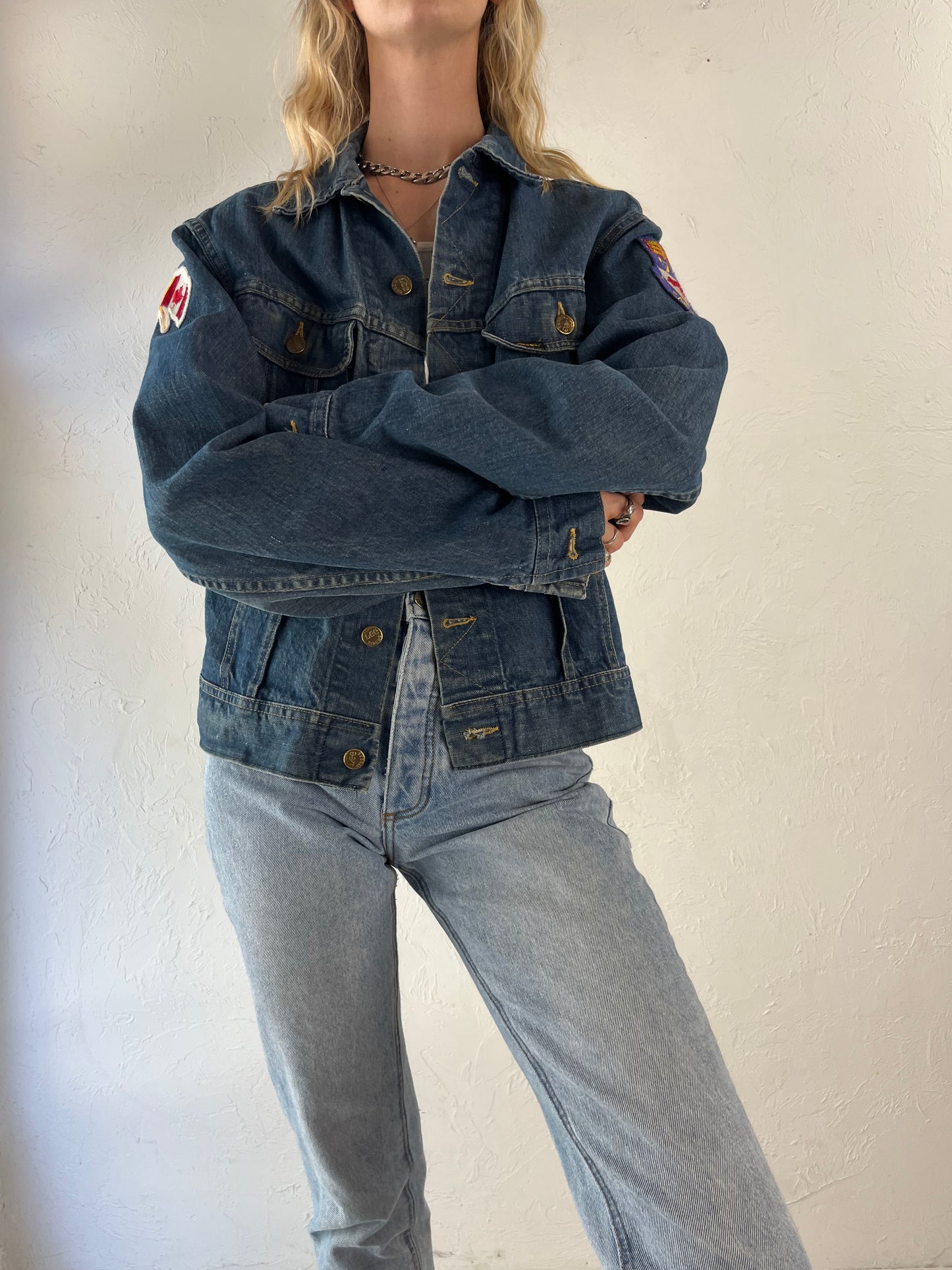 80s 'Lee' Denim Jacket w/ Canadian Patches / Medium