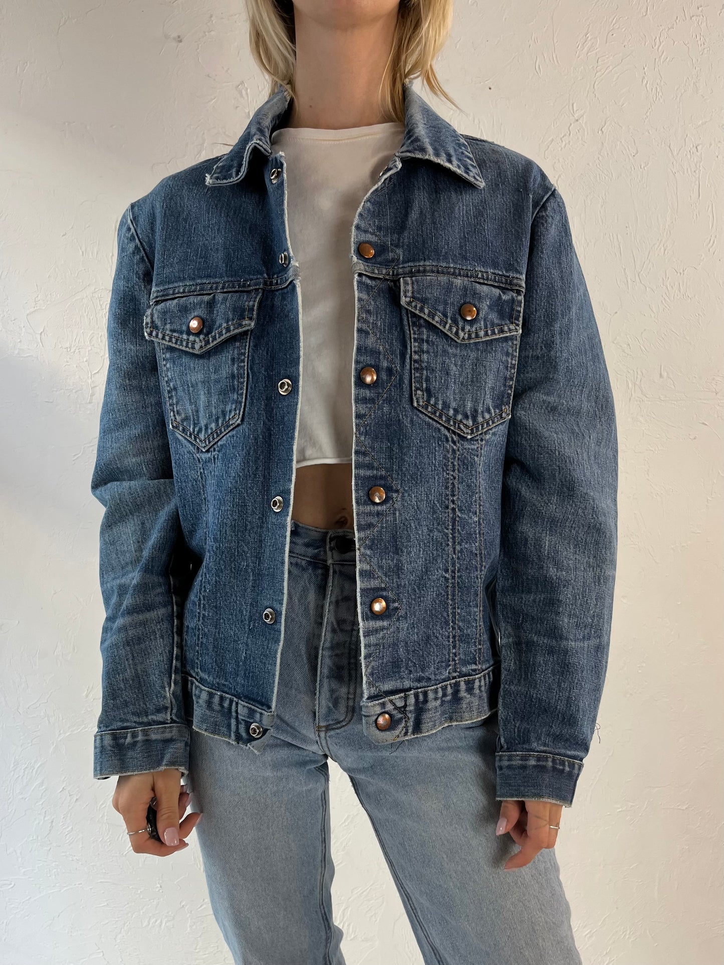 90s Thrashed Blue Denim Jacket / Medium