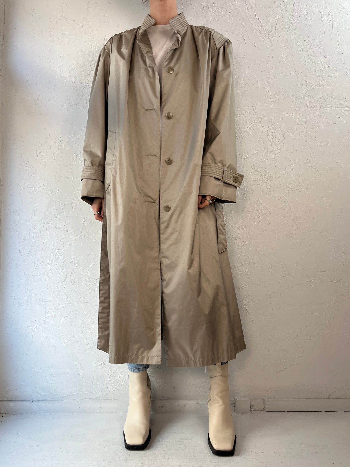 80s 'Windsor Bay' Beige Nylon Coat / 12