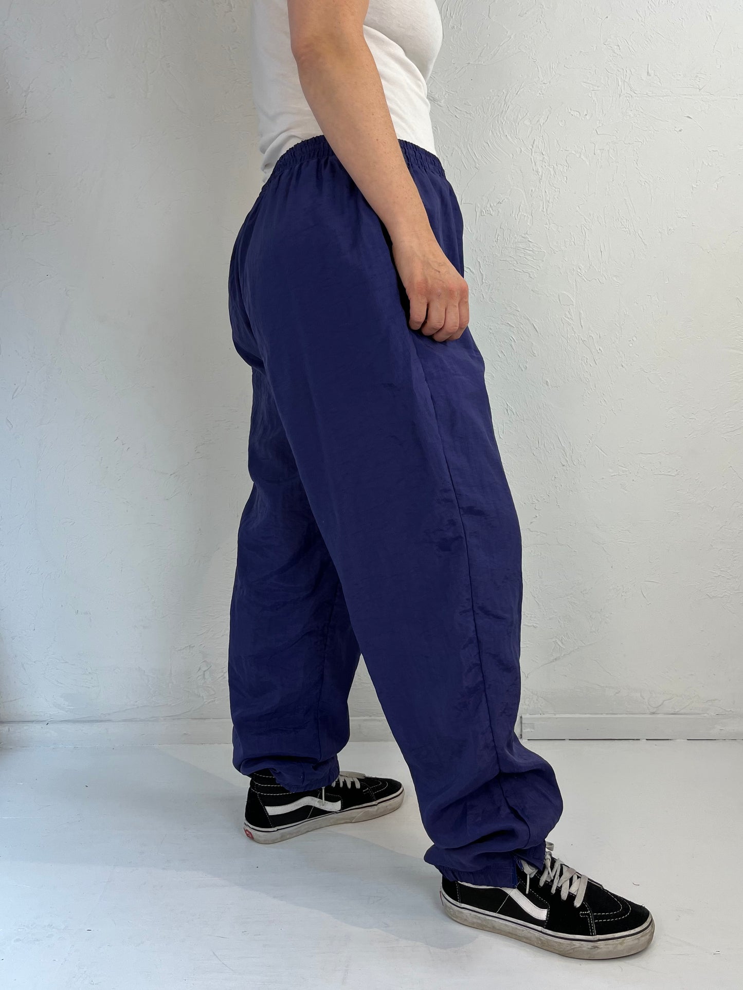 Y2K 'Reebok' Blue Lined NylonTrack Pants / XL
