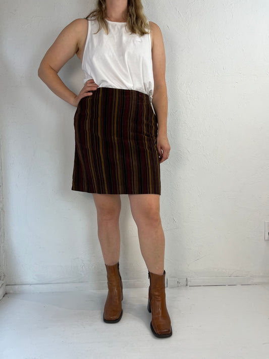 Y2K 'Outline' Striped Pencil Skirt / Medium