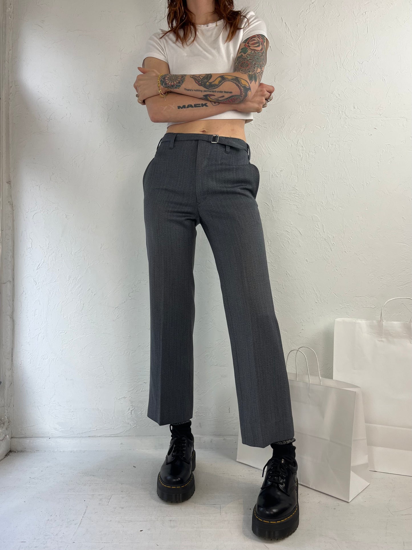 90s 'Cockatoo' Gray Wool Trousers / Small