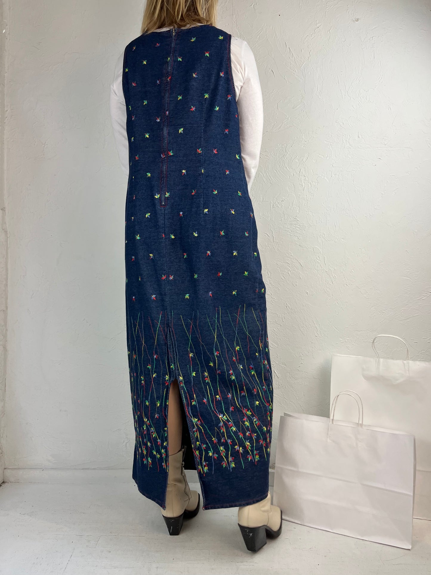 90s ‘Sketchers’ Sleeveless Denim Maxi Dress / Medium
