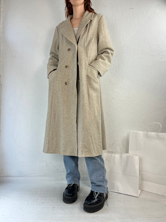 80s 'Alorna' Beige Wool Nylon Coat / Small