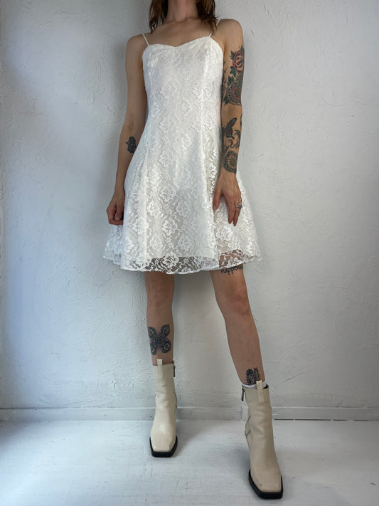 90s White Lace Party Dress / Small - Medium