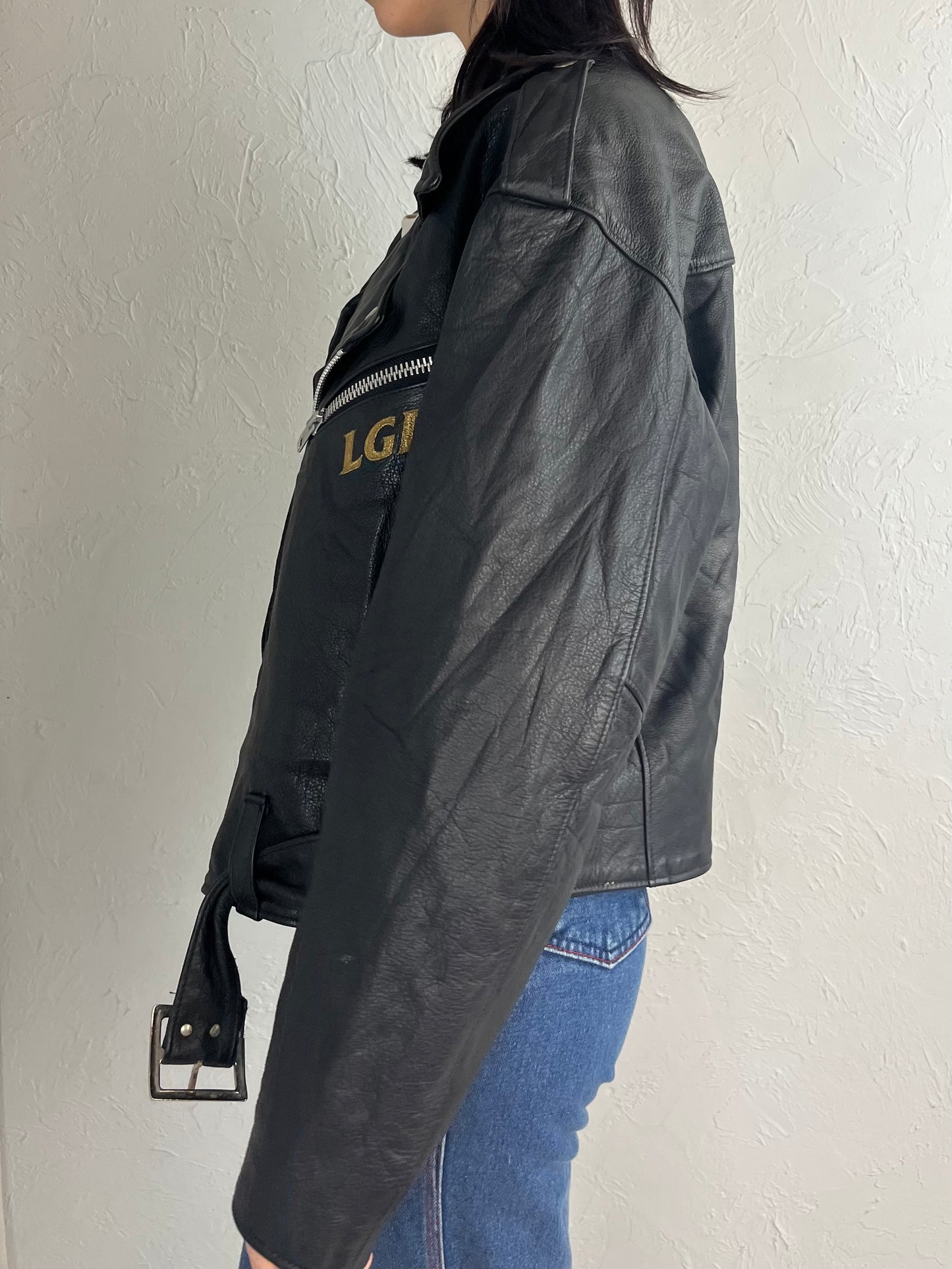 90s 'Rockware' LGD Leather Moto Jacket / Large