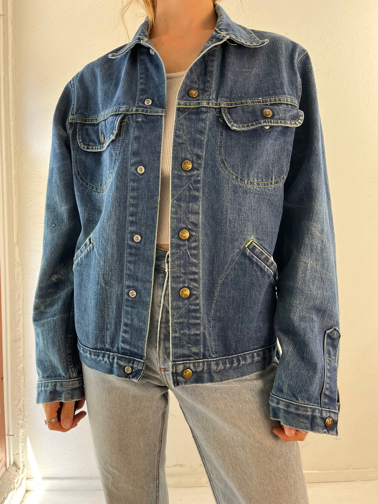 90s 'GWG' Snap Denim Jacket / Vintage Jean Jacket / Large