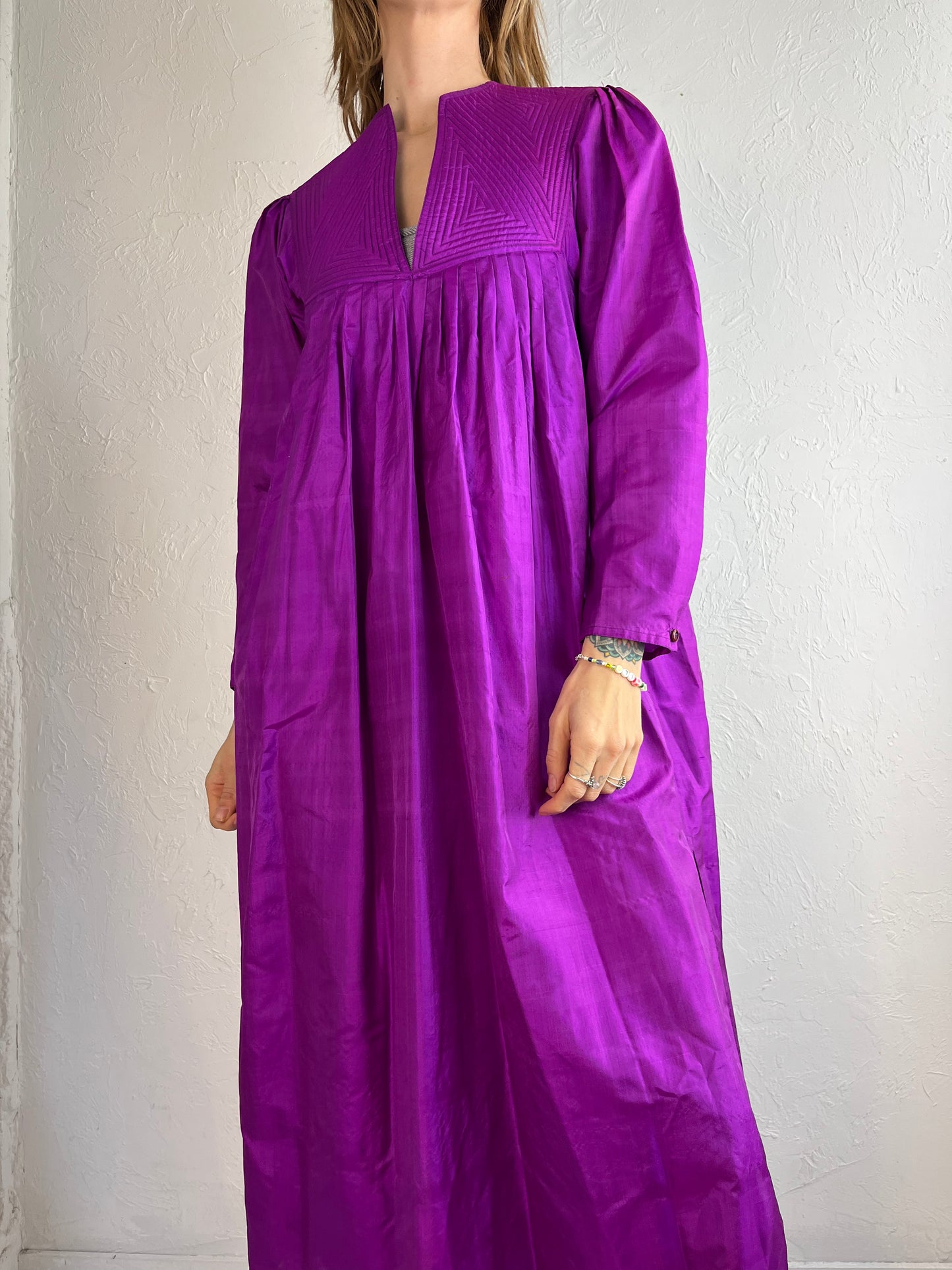 80s 'Sabina' Purple Silk Kaftan / Small