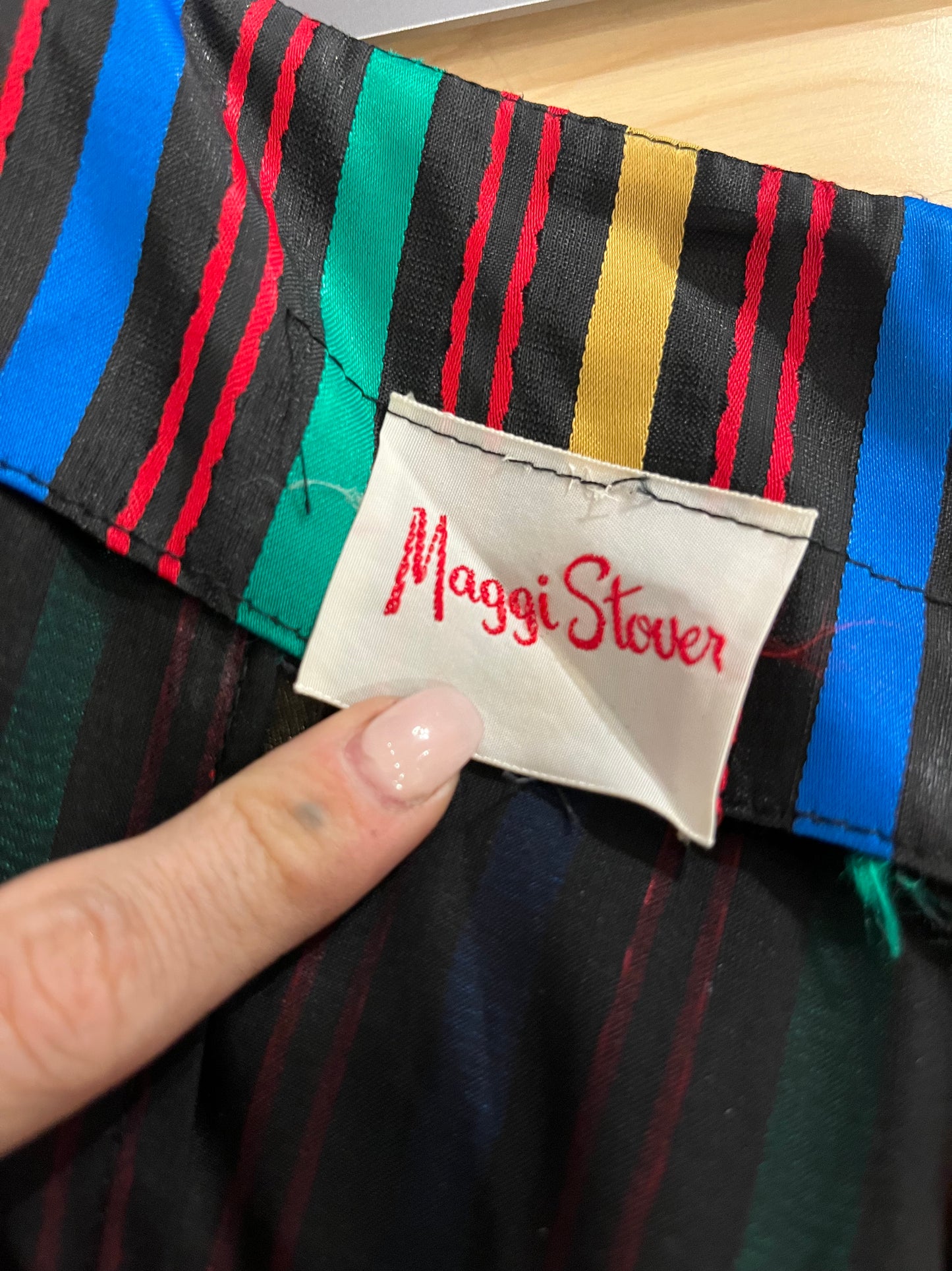 50s 60s 'Maggi Stover' Rainbow Striped Sleeveless A Line Dress / XS - Small