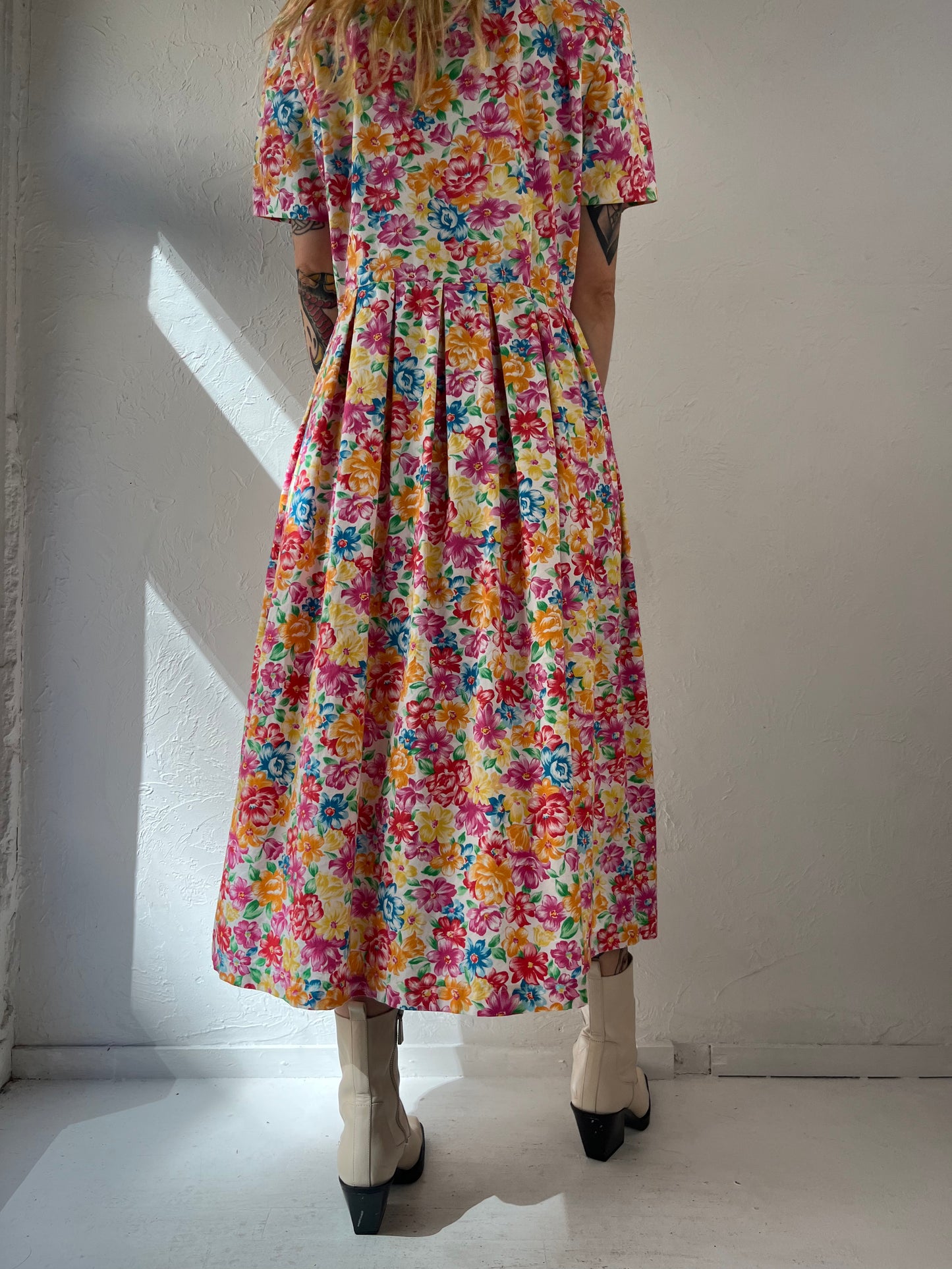 Y2K 'Talbots' Floral T Shirt Chore Dress / Large