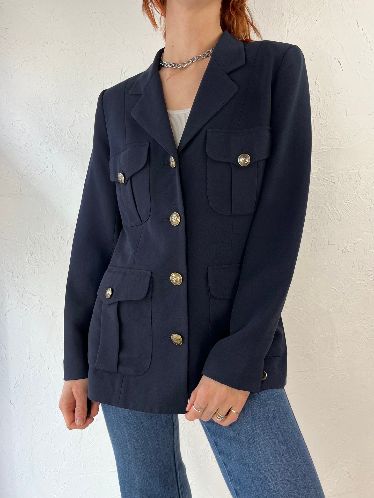 90s 'A Wear’ Navy Blue Dress Jacket / Small