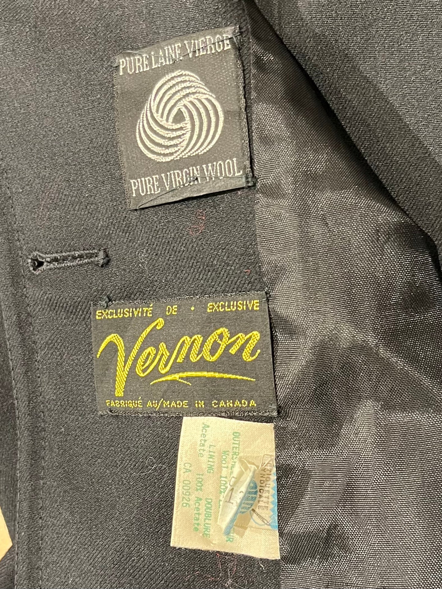 70s 'Vernon' Union Made Black Wool Blazer Jacket / Small