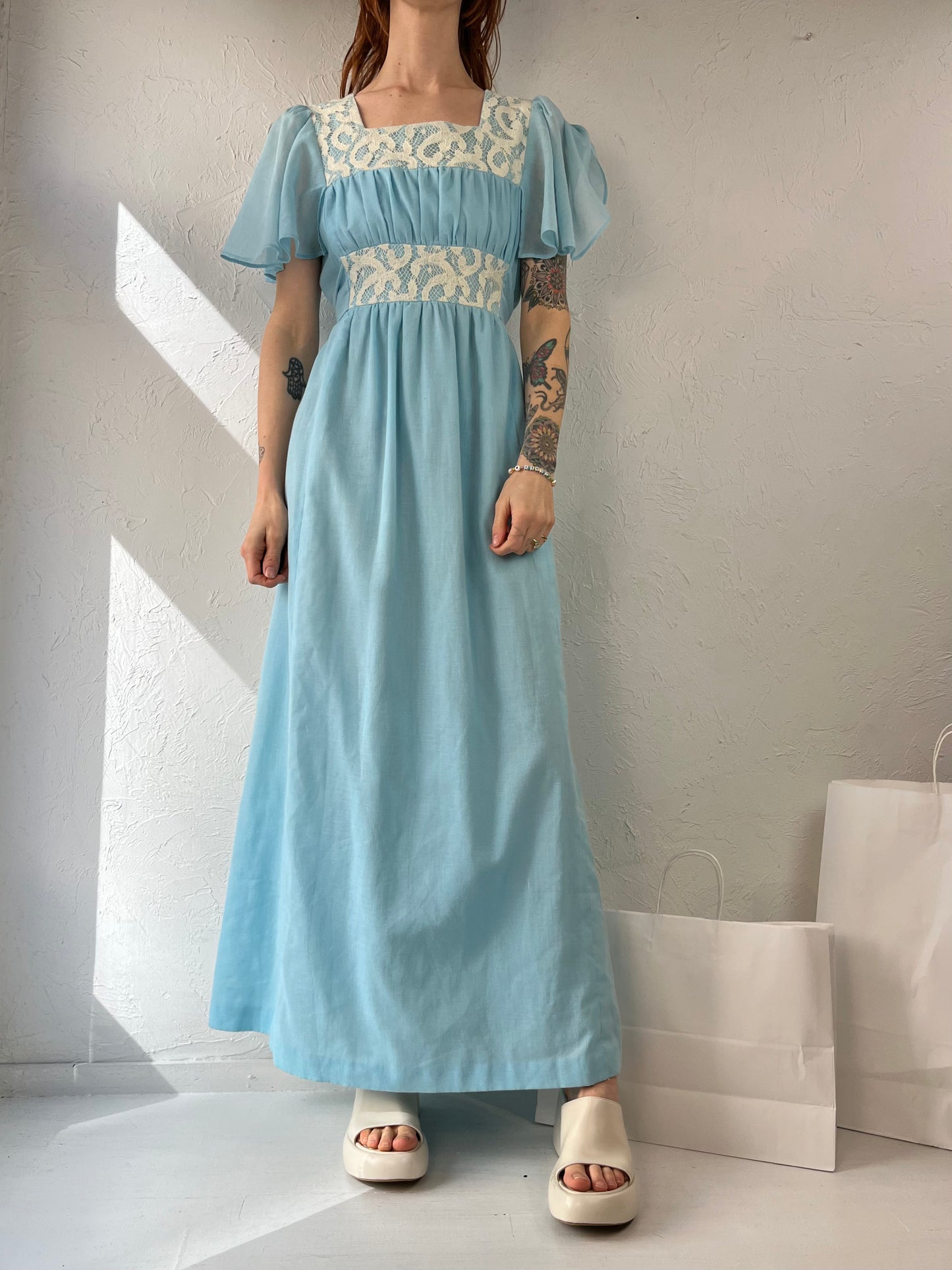 Handmade Baby Blue Prairie Core Maxi Dress