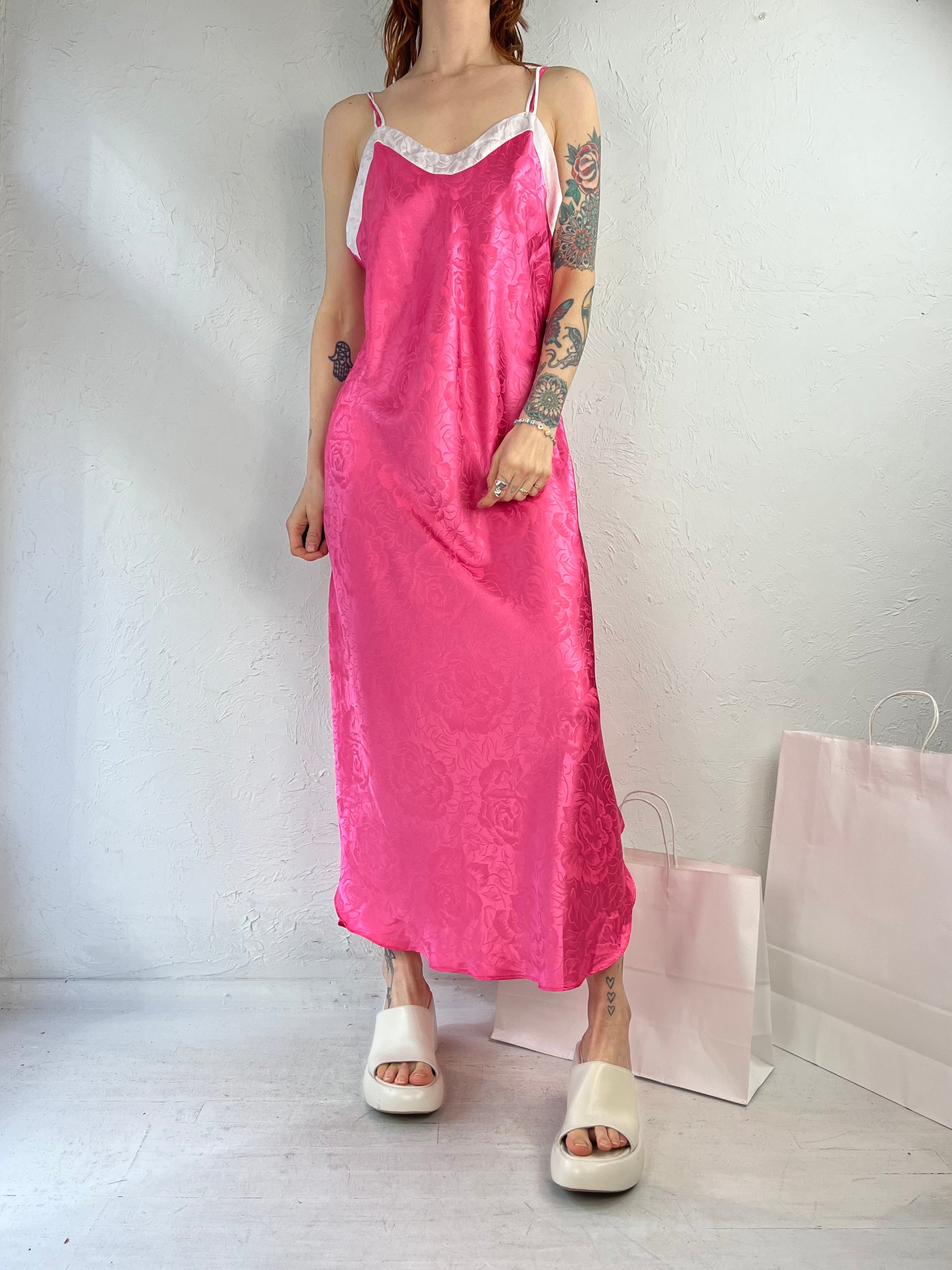 90s 'Vanity Fair' Hot Pink Tank Slip Maxi Dress / Medium – Wildhoneygoods