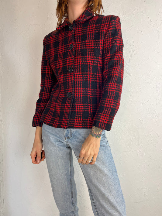 90s 'Louben' Red and Black Wool Jacket / 6
