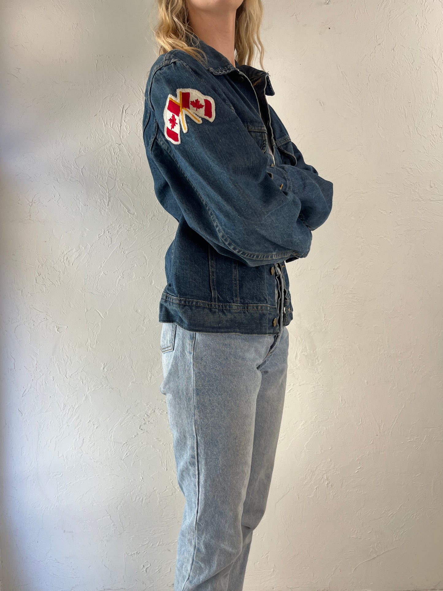 80s 'Lee' Denim Jacket w/ Canadian Patches / Medium