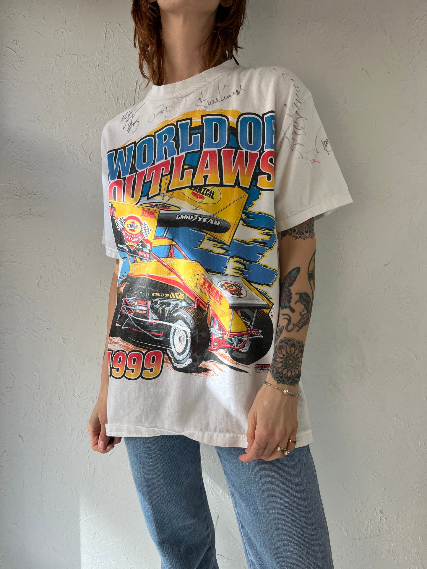 1999 'World of Outlaws' Signed Racing T Shirt / Medium