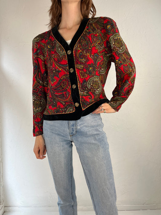 90s 'Toni Todd' Paisley Print Rayon Jacket / Small