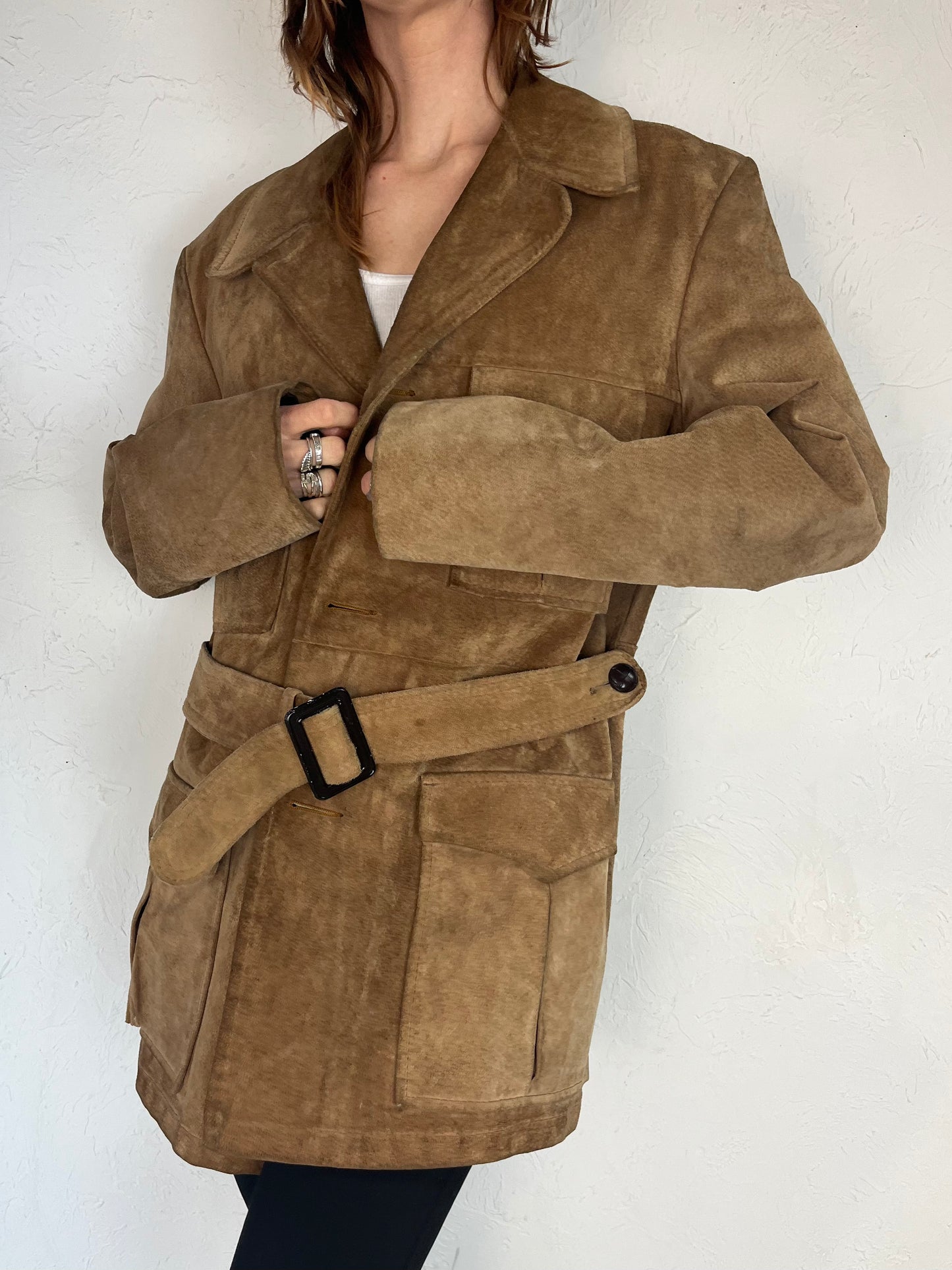 80s Thick Suede Leather Chore Jacket / Large