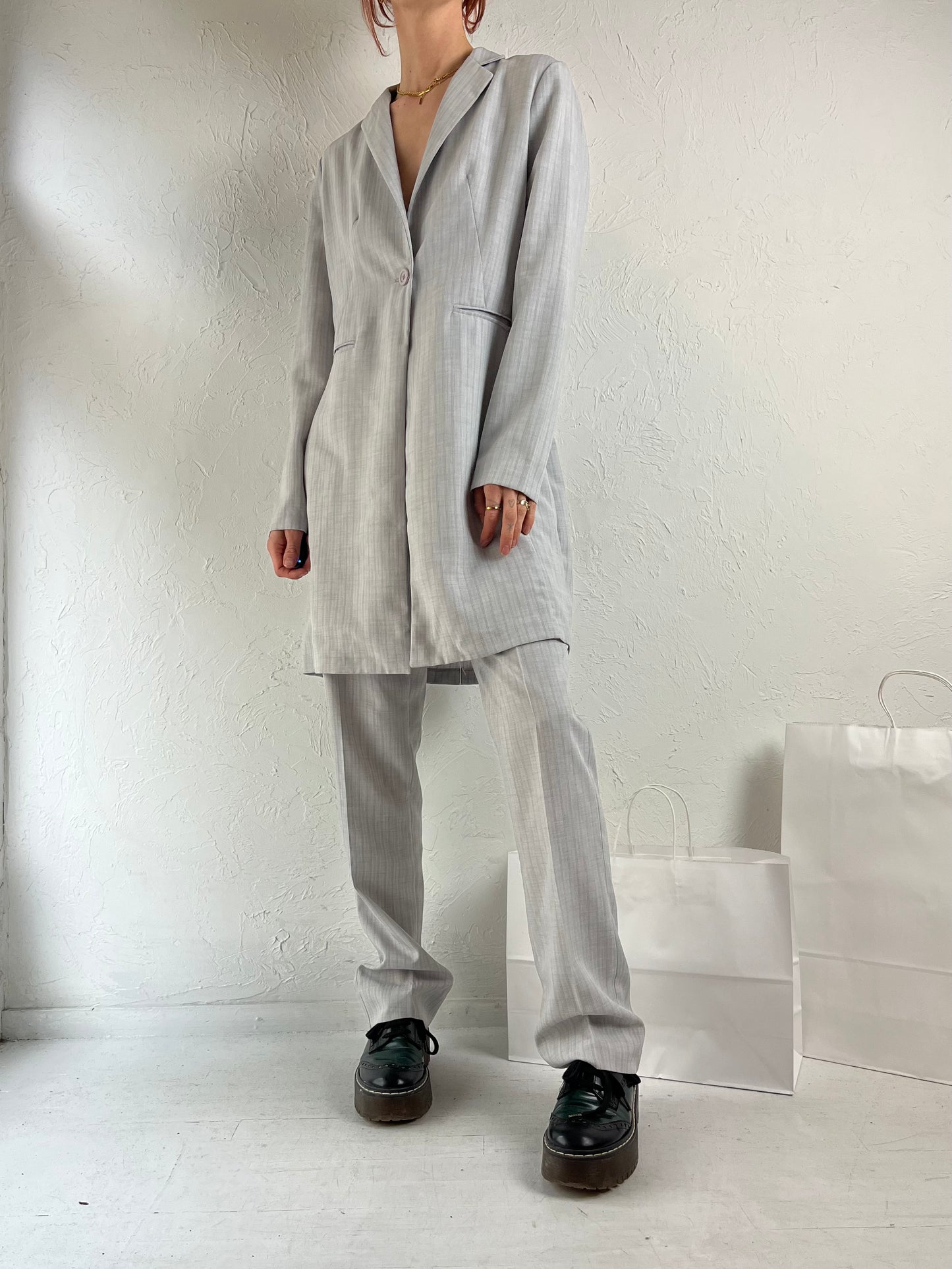 90s 'Garage' Lightweight Gray Pant Suit Set / Medium