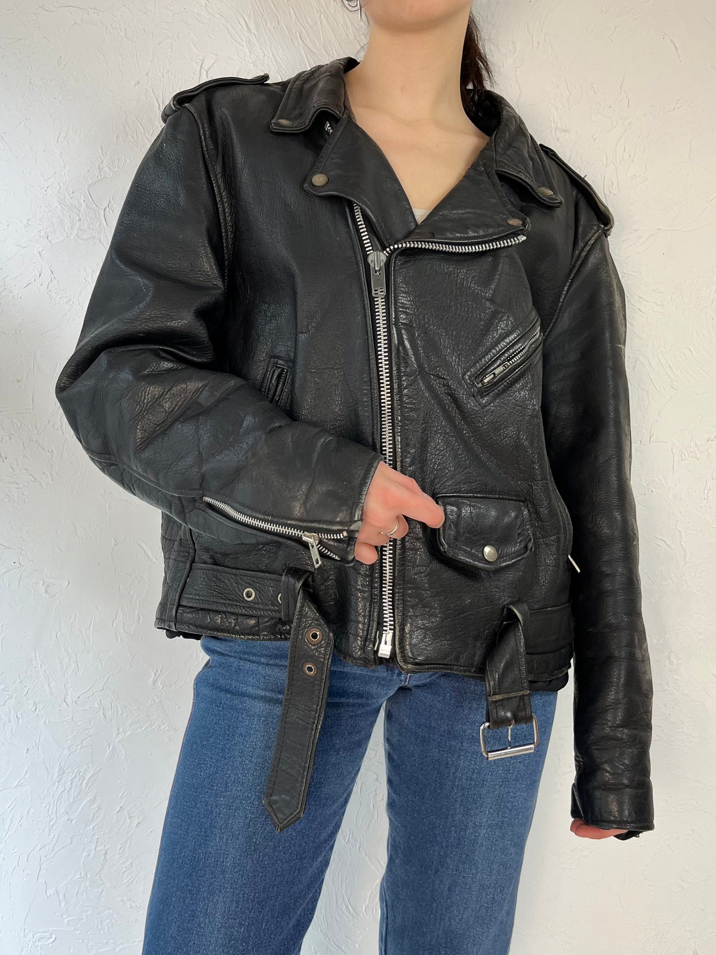90s 'First' Harley Davidson Heavy Duty Leather Jacket / Large