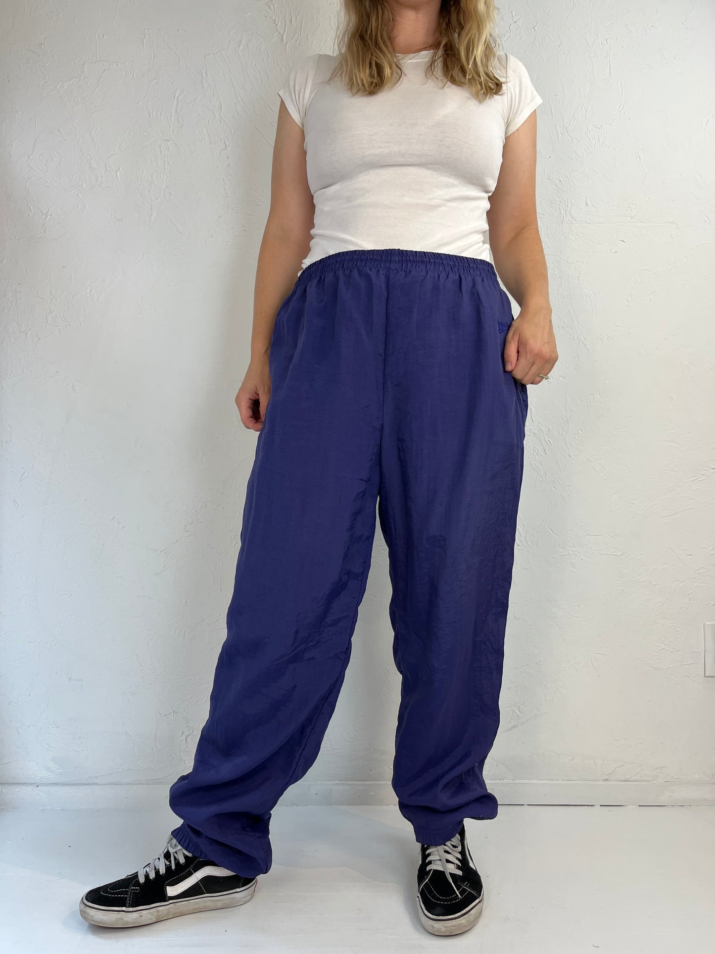 Y2K 'Reebok' Blue Lined NylonTrack Pants / XL