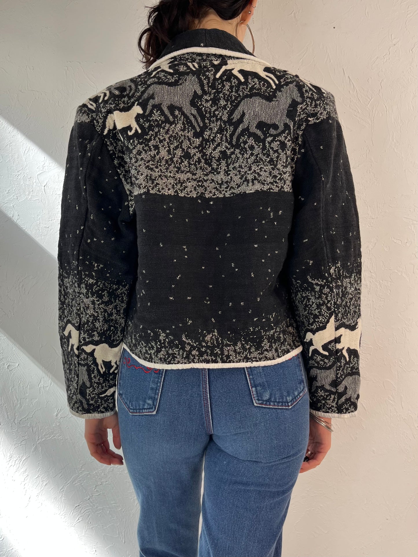 90s 'Nikki Saggaro' Cotton Unicorn Tapestry Jacket / Small
