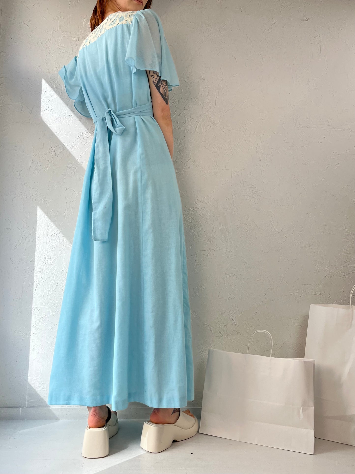 Handmade Baby Blue Prairie Core Maxi Dress