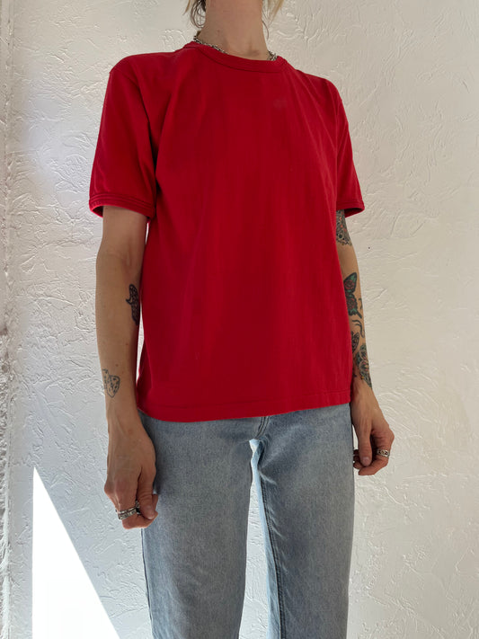 90s 'Stanfields' Red T shirt / Made in Canada / Small