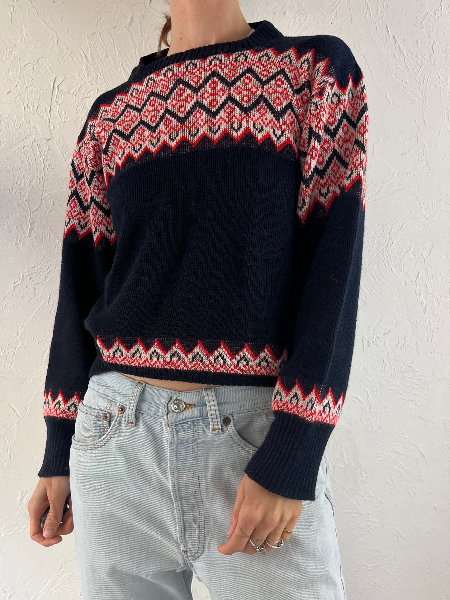 60s 70s 'Kingsway' Acrylic Ski Sweater / Small