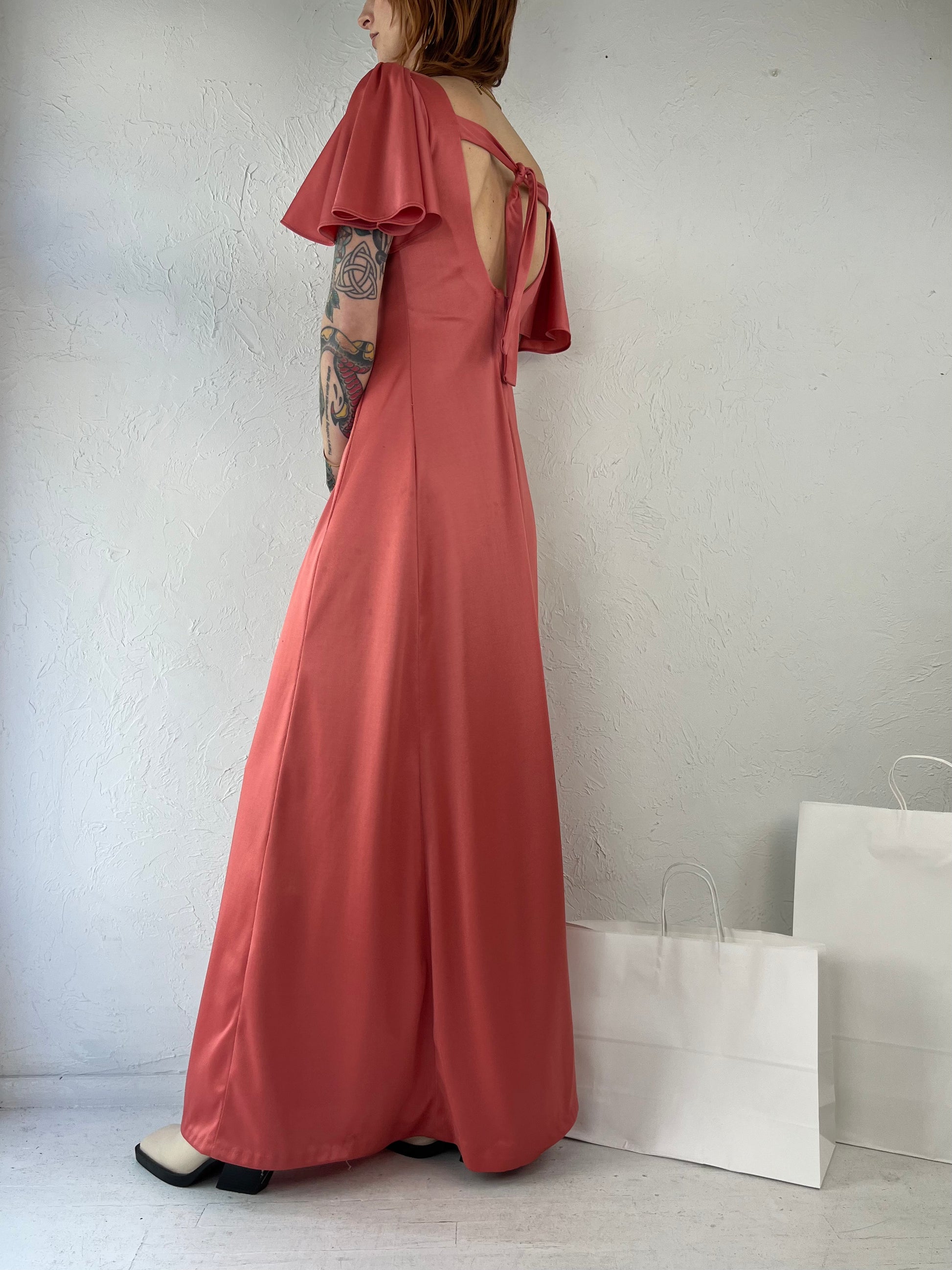 70s Fancy That Hippie Boho Dusty Rose Sleeveless Maxi Dress Small Wildhoneygoods
