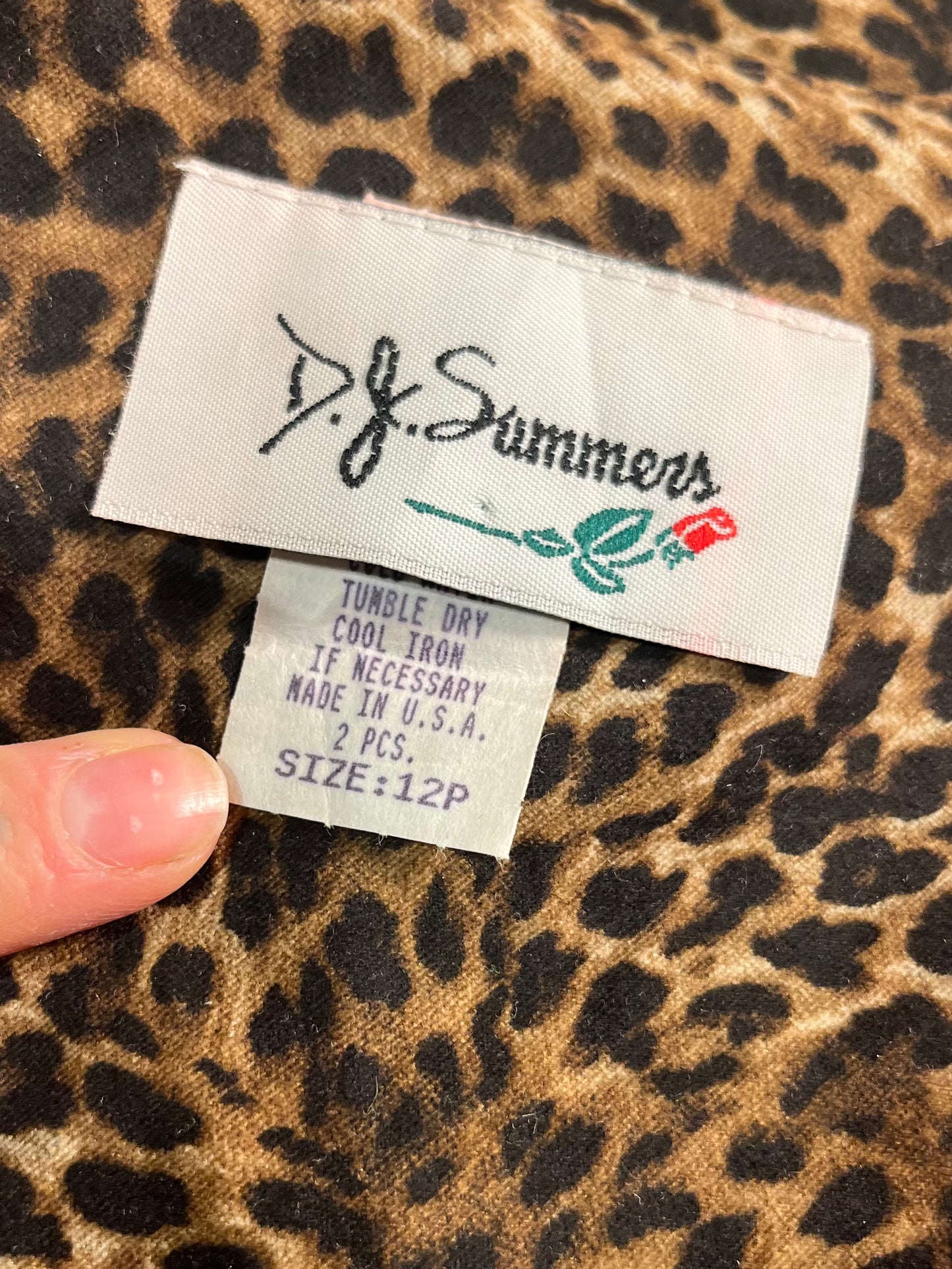 90s 'DJ Summers' Two Piece Leopard Print Set / Medium