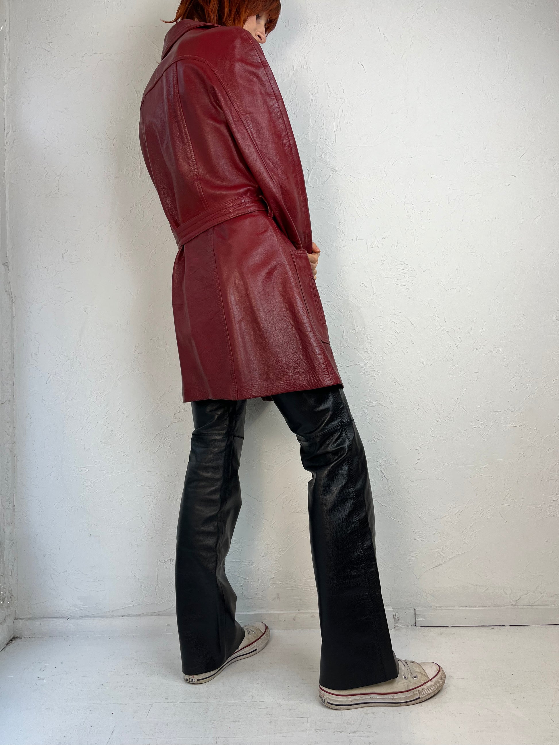 70s 'Dan Di Modes' Red Leather Half Trench Coat Jacket / Medium –  Wildhoneygoods