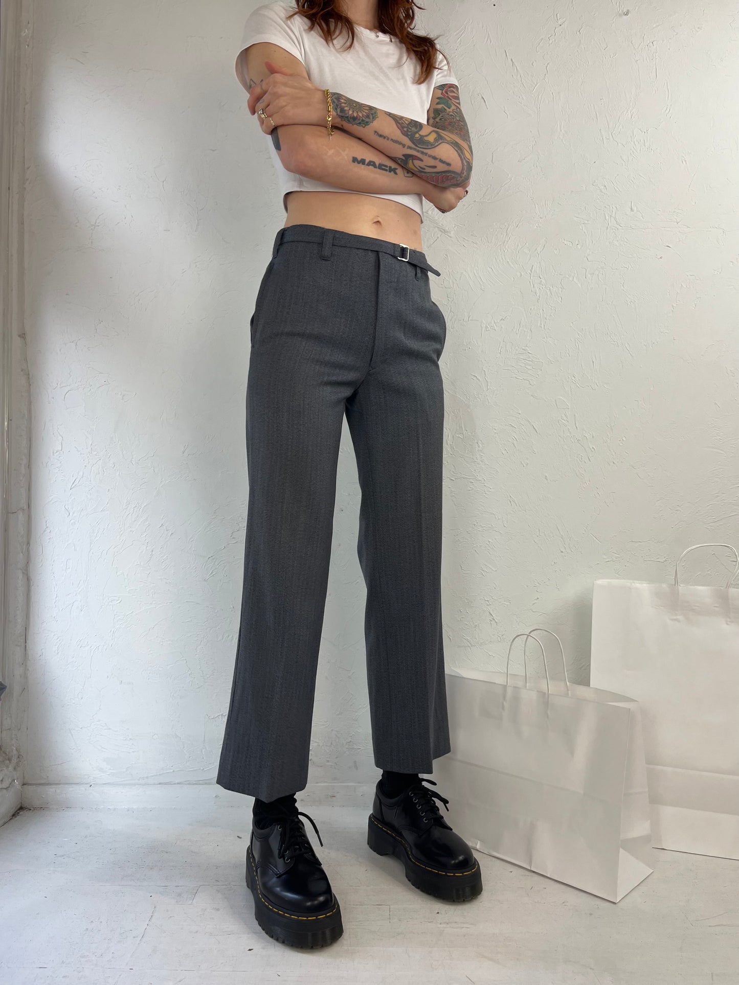 90s 'Cockatoo' Gray Wool Trousers / Small