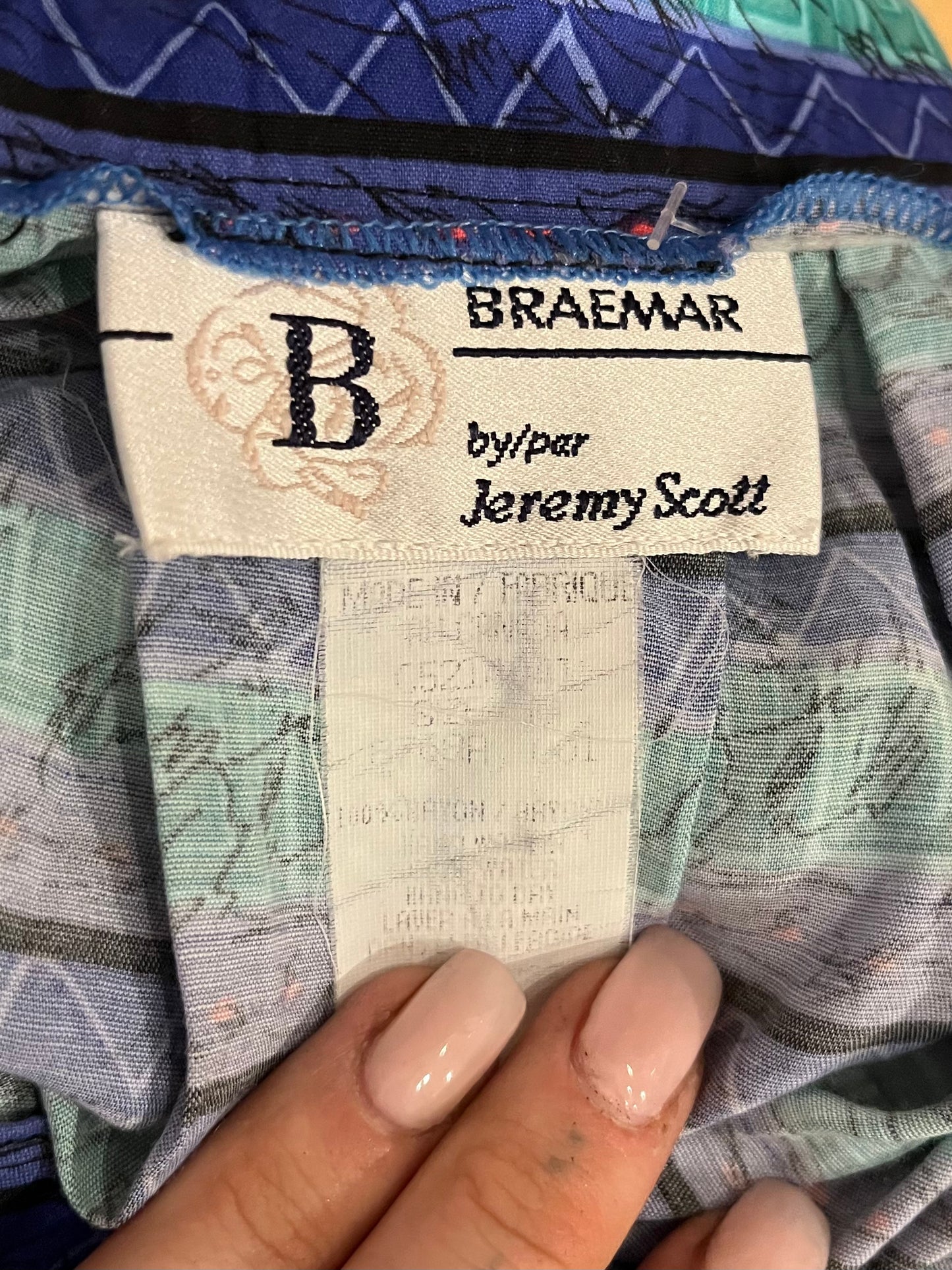 80s 'Braemar' Blue Rayon Midi Skirt / Medium