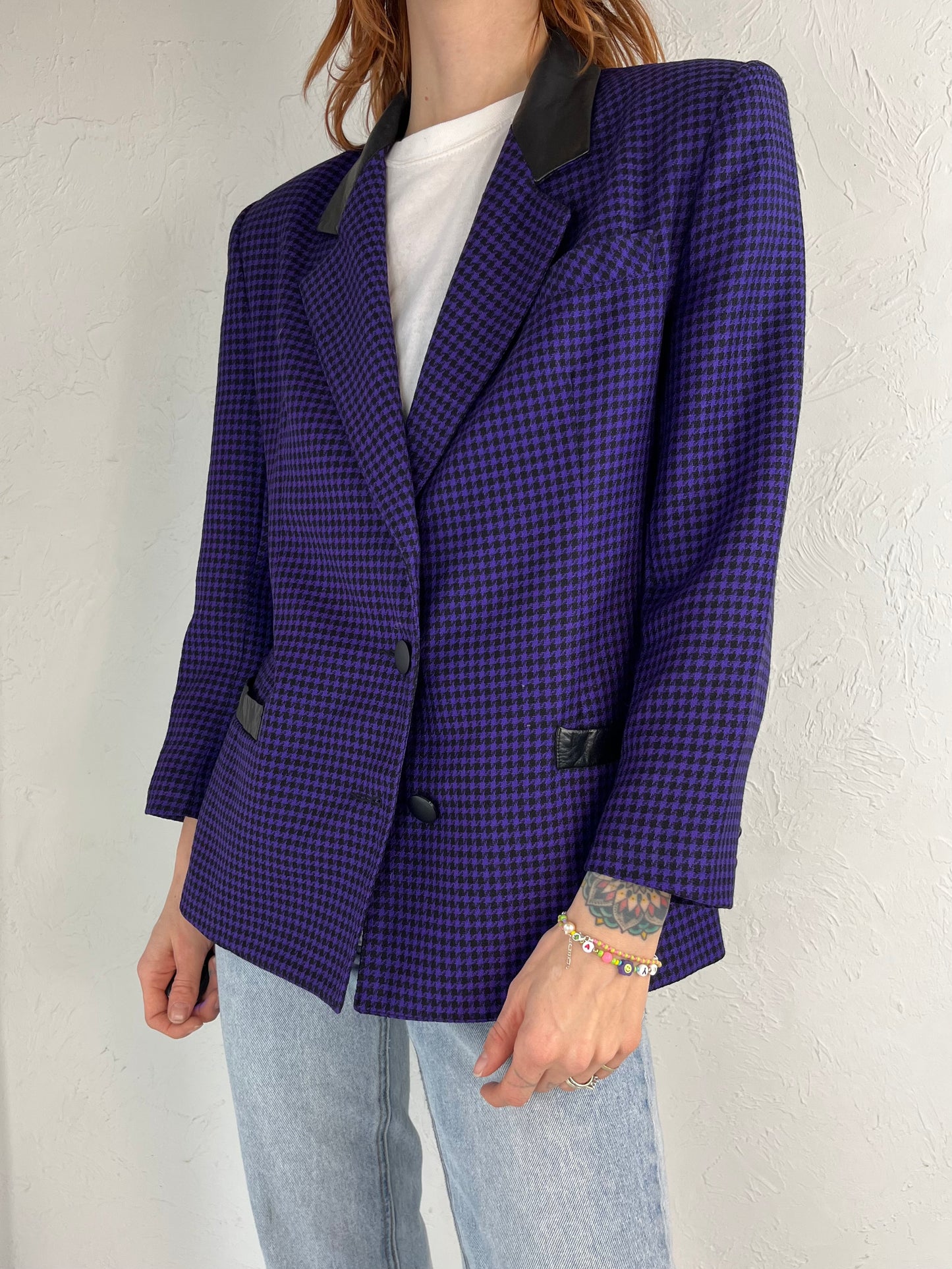 90s ' Braemar Petities' Purple Herringbone Blazer Jacket / Small