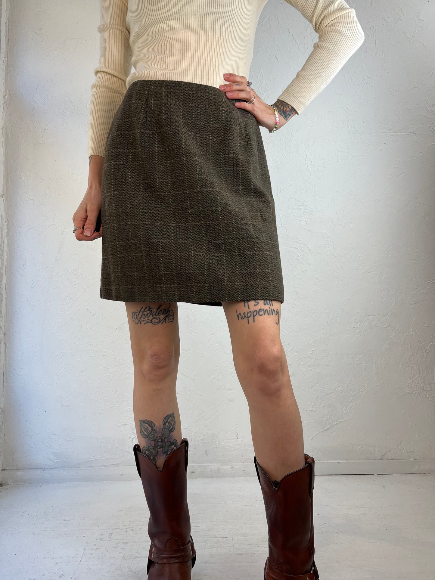 90s 'Jacob' Green Mini Pencil Skirt / Small