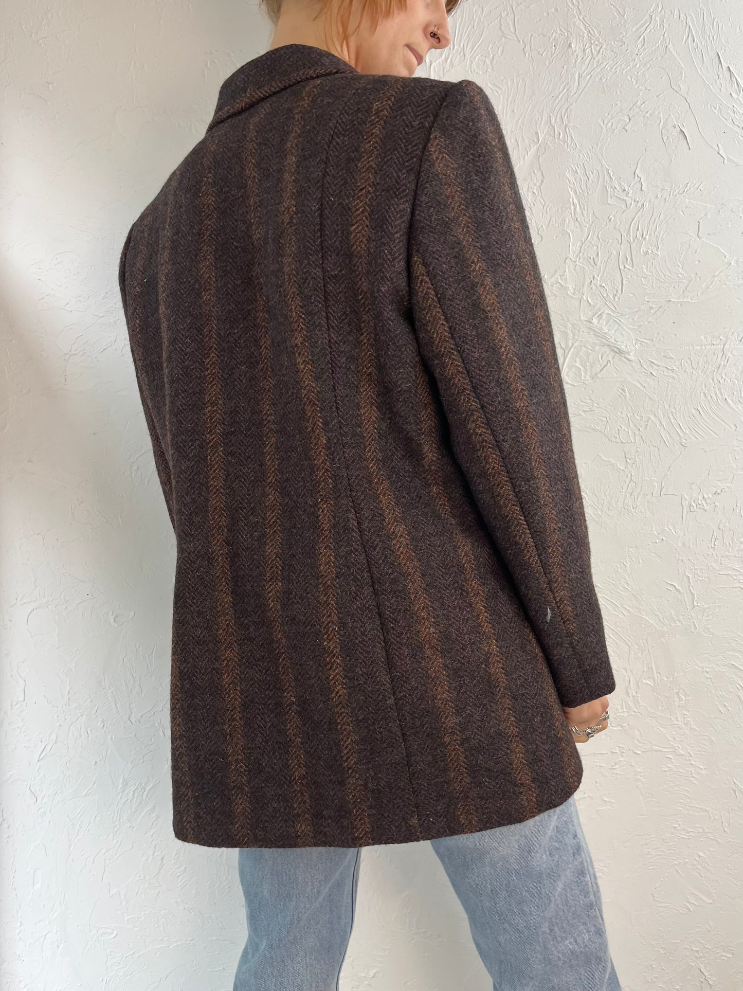 90s Herringbone Wool Jacket / Medium - Large