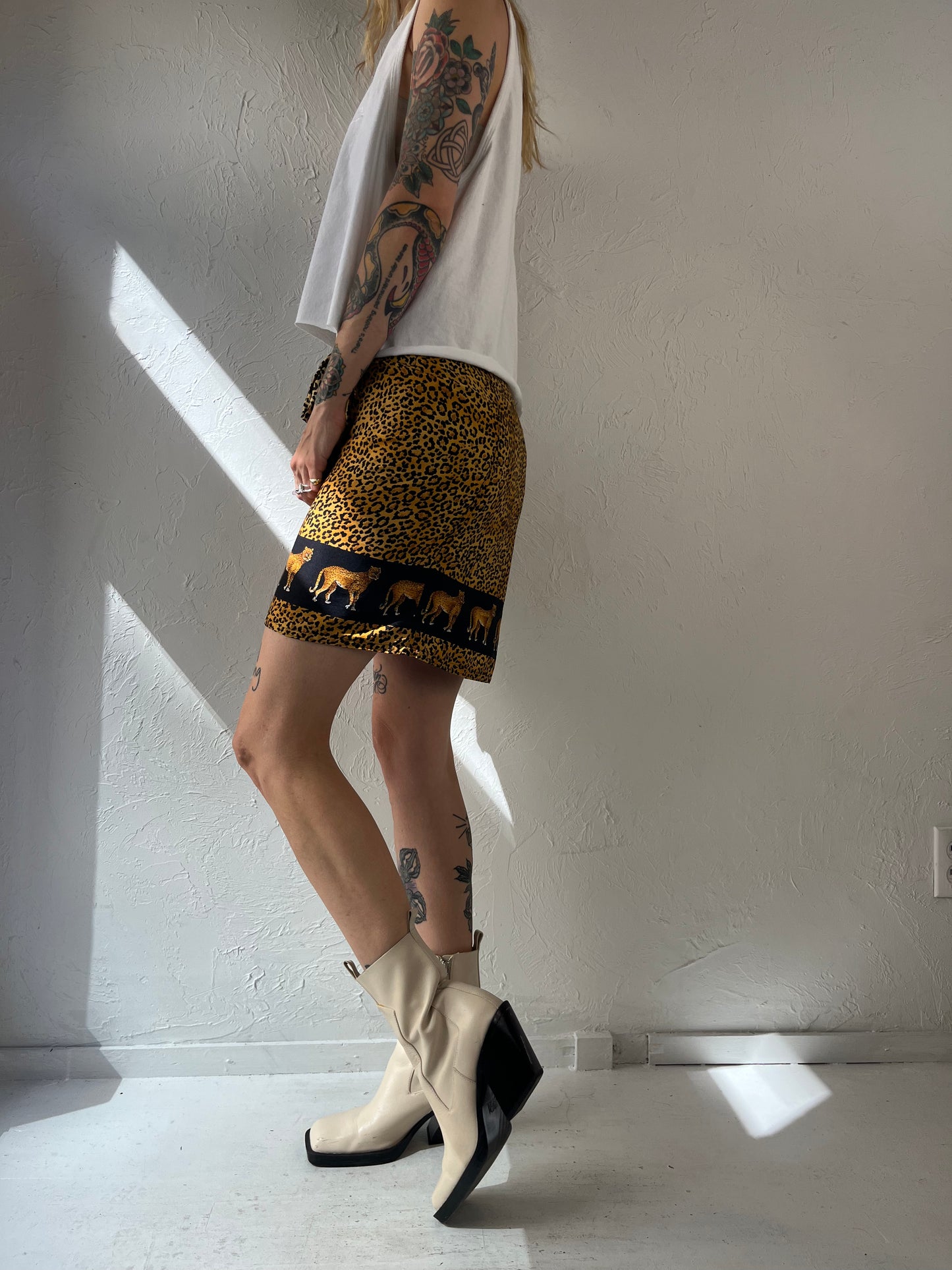 Y2K Animal Print Wrap Skirt / Medium
