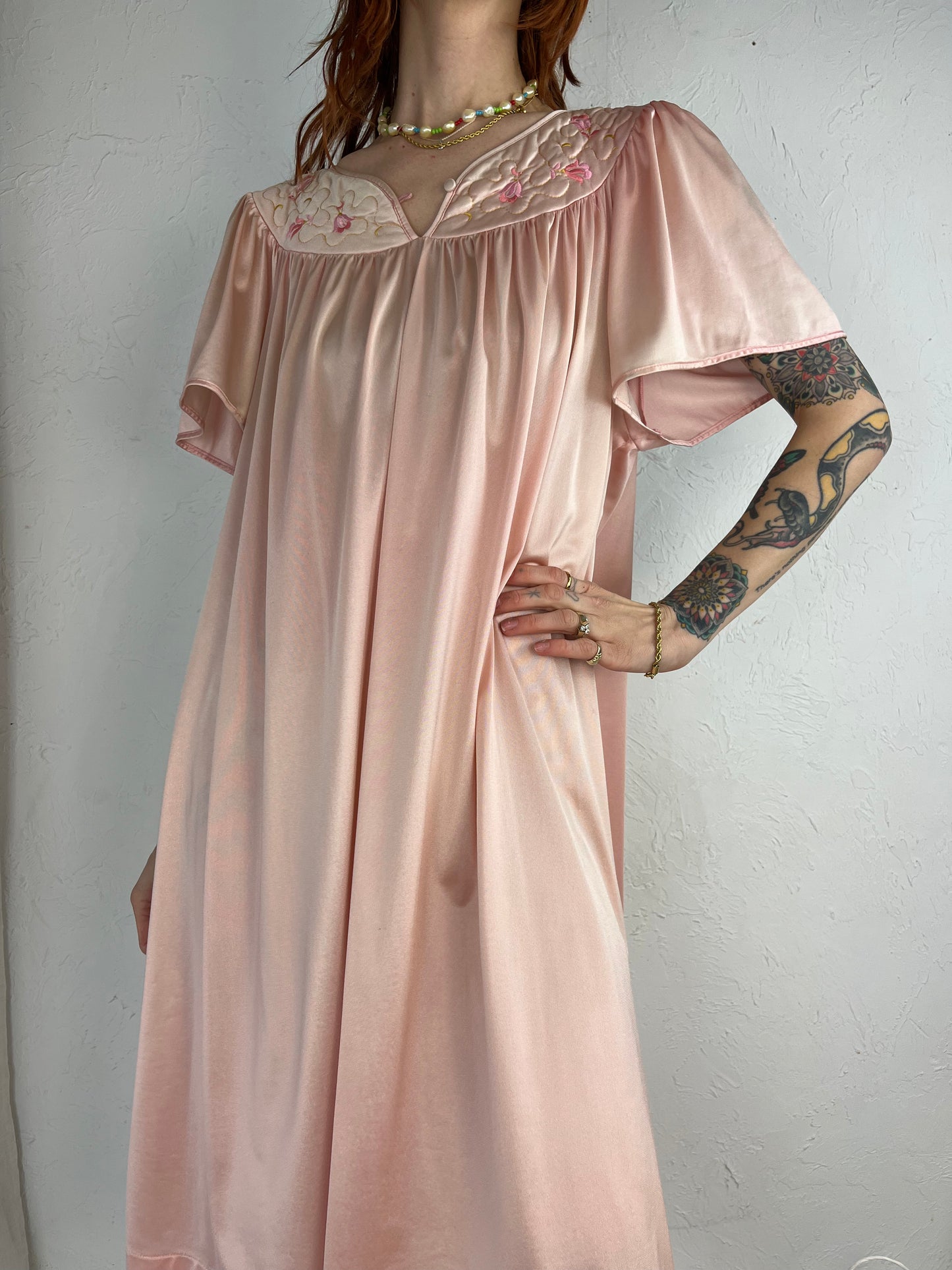80s 'Vanity Fair' Pink Night Gown / Medium